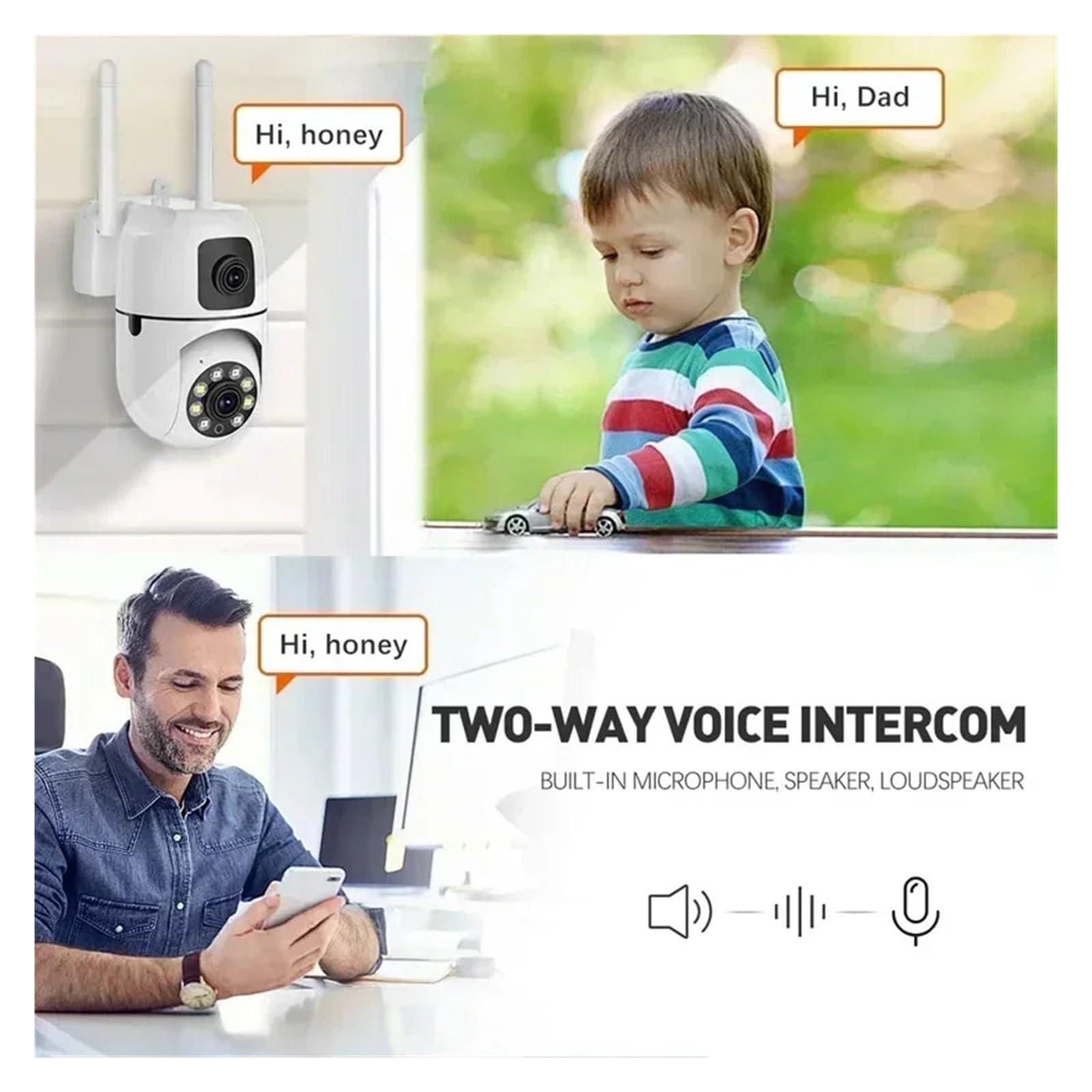 Caméra de surveillance de sécurité IP WiFi PTZ extérieure à double objectif
