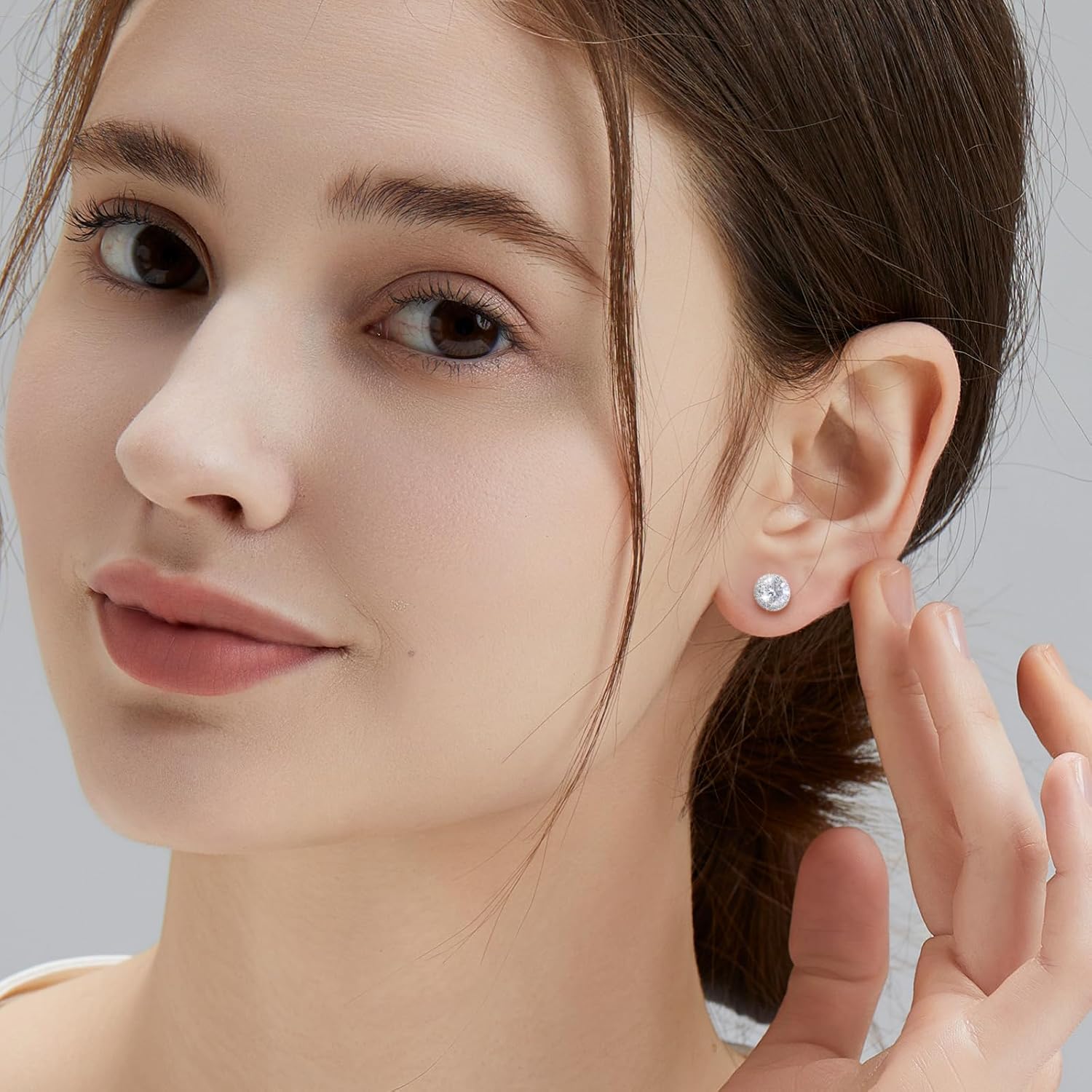 KRKC Moissanite Earrings, Lab Created Diamond Stud Earrings For Women Men, 14K Golden-Plated, 925 Sterling Silver Earrings, D Color VVS1, Valentines Christmas Gift, Halo Style, Push Back, 0.2CT-8CT - Image 2