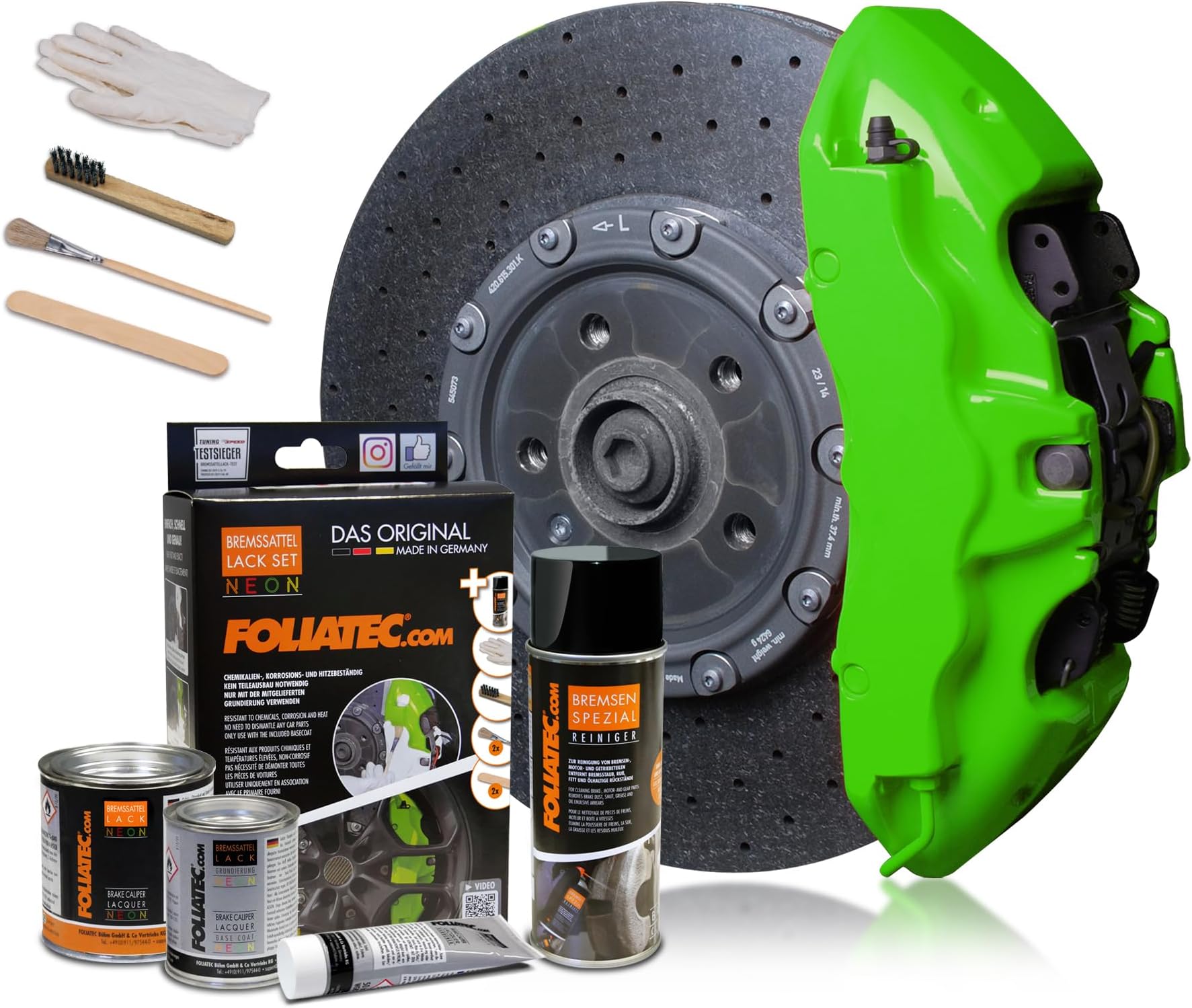 FOLIATEC 2182 Brake Caliper Paint Set, Neon Green