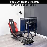 Vista 4 de VIVO Racing Simulator Cockpit with TV Mount, Wheel Stand, Gear Mount, Chair and Frame Only, Fits Logitech, Thrustmaster, Fanatec, Compatible with