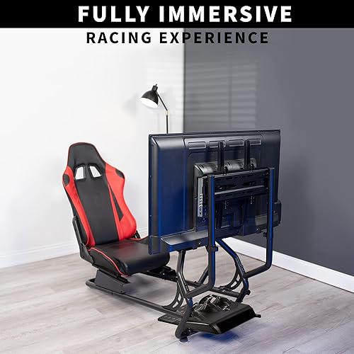 Miniatura 4 de VIVO Racing Simulator Cockpit with TV Mount, Wheel Stand, Gear Mount, Chair and Frame Only, Fits Logitech, Thrustmaster, Fanatec, Compatible with