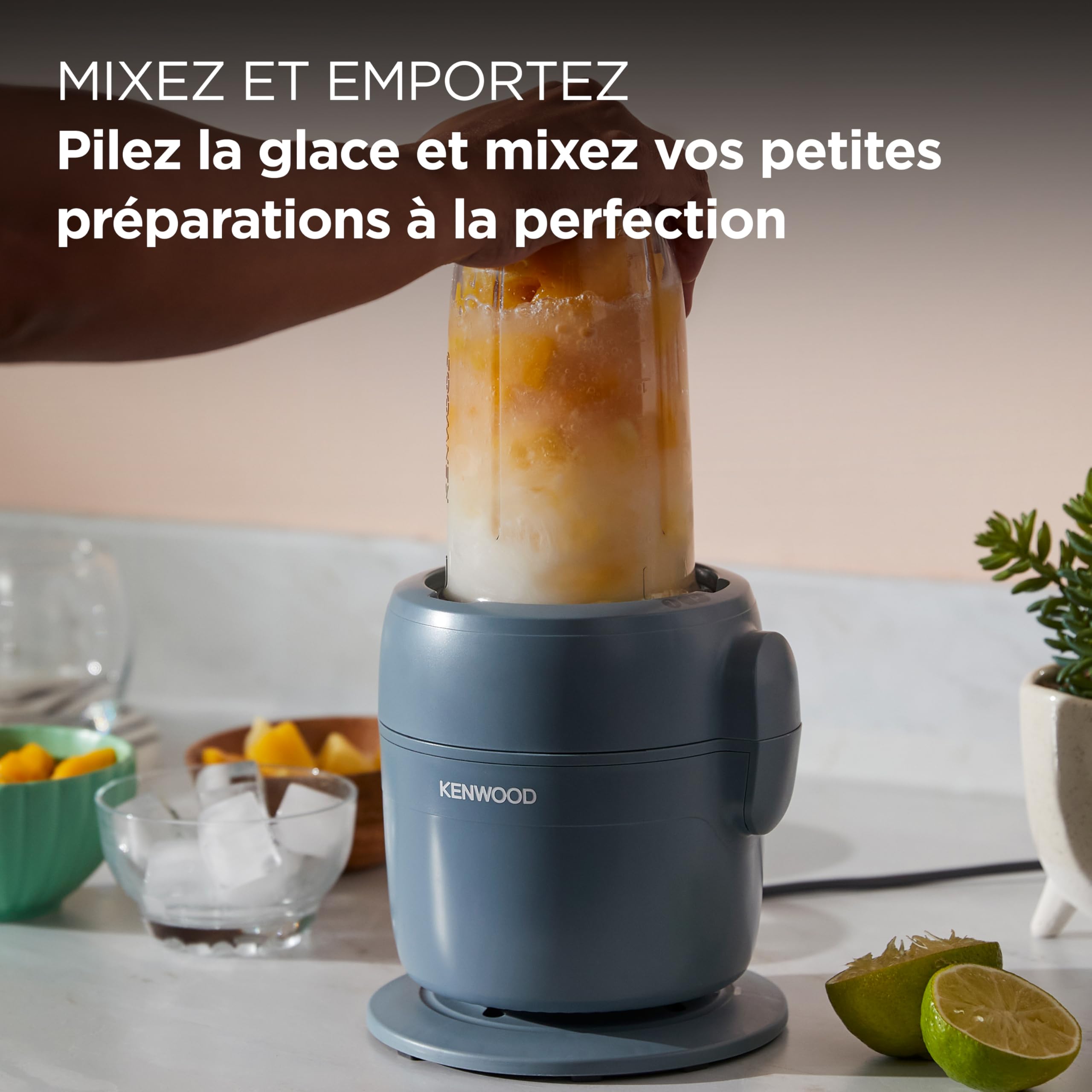 Kenwood MultiPro Compact - Processeur alimentaire avec Express Serve, lame en acier inoxydable, disques pour couper et râper, récipient de 600 ml, fonction Pulse, bleu tempête (FDP23.380GY)