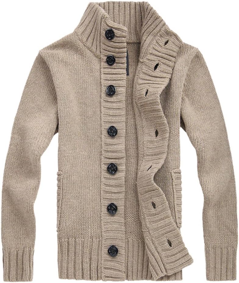 Men's Wool Blend Mock Neck Open Button Down Cardigan Sweater