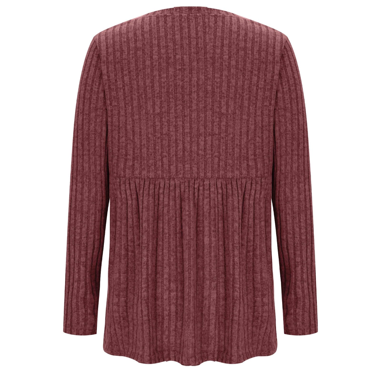 Keepink Haut de maternité uni extensible en tricot côtelé à manches longues pour femme - Pull ample - Tunique ample - Pull d'allaitement confortable pour la grossesse et le repos prénatal