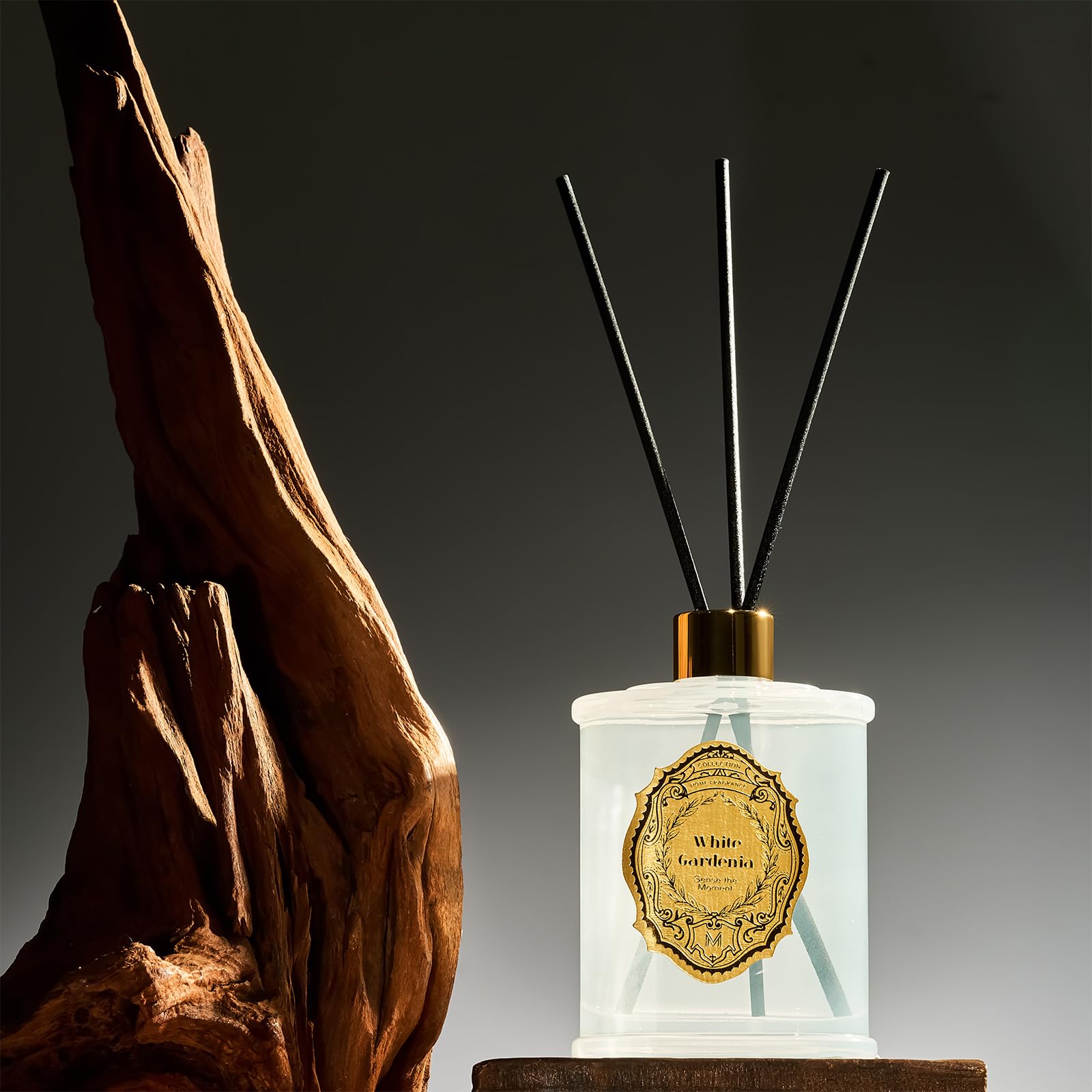 M&SENSE 8.4 oz Large Reed Diffuser For Home | Gardenia Scent Oil Diffuser with Sticks | Bedroom Bathroom Living Room Decor