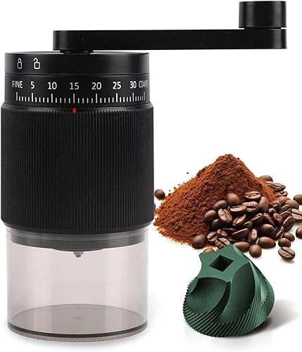 Molinillo de café manual  95 rebabas de cerámica, ajustable grueso a fino, granos de 1.06 oz y 2.7 fl oz de polvo, mango desmontable para expreso,