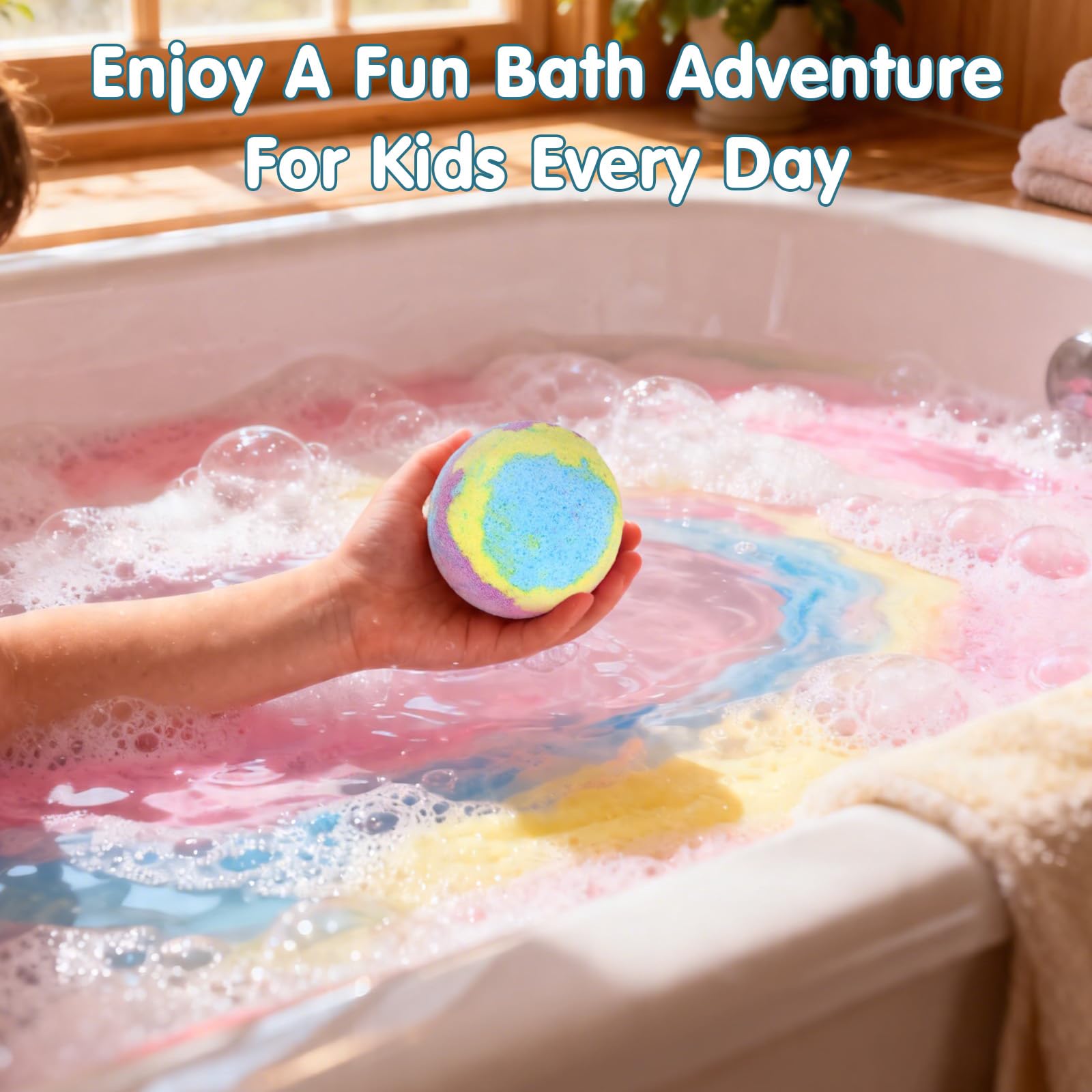 Bombe de Bain Enfant, 12 Pcs Ocean Bath Bombs for Kids, Nouve Boule de Bain Enfant avec Surprise Bombe de Bain Moussant avec Surprise Dedans, Cadeau d' anniversaire pour bébé et enfants de 4-10 ans