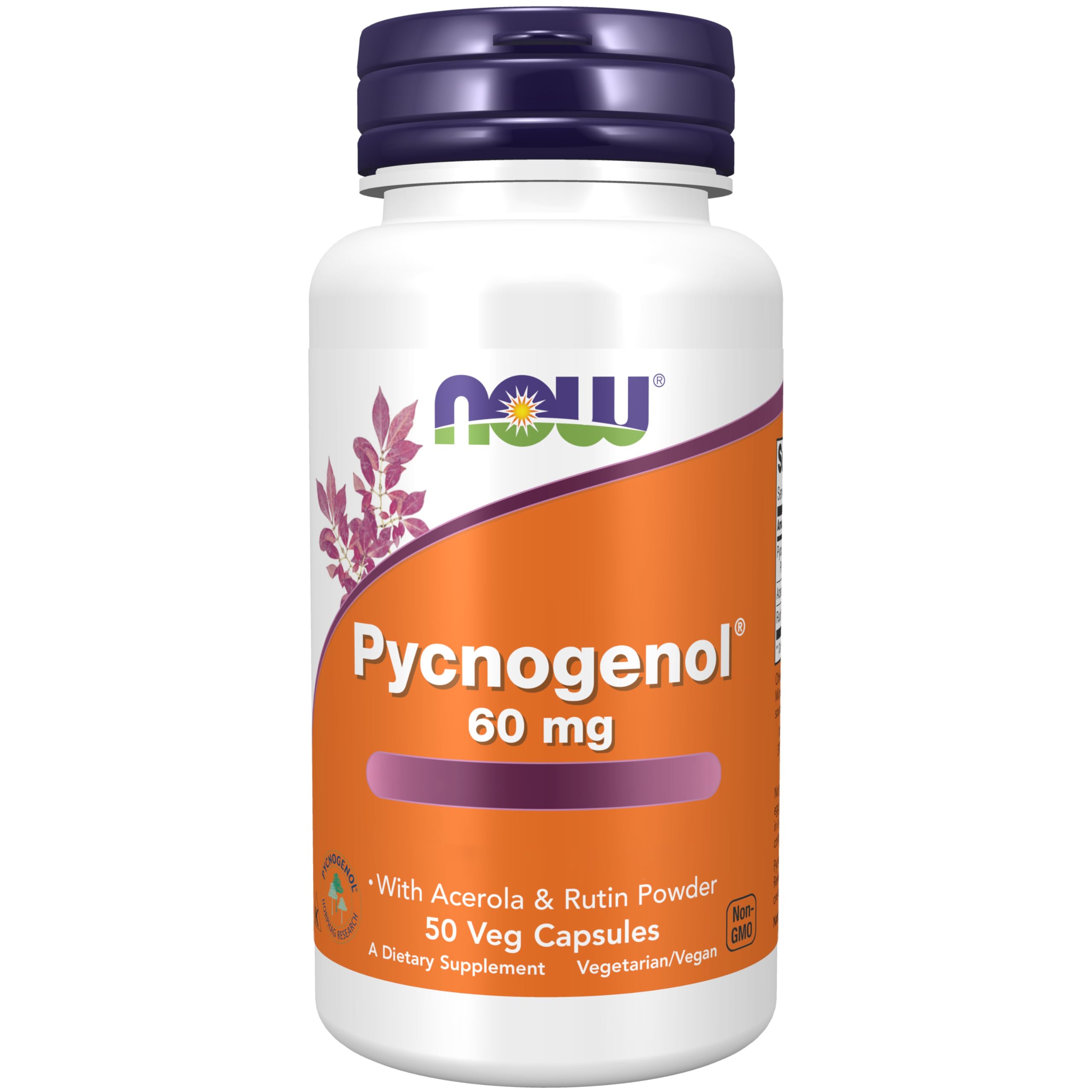 Now Foods, Pycnogenol, 60mg, 50 vegane Kapseln, Laborgeprüft, Sojafrei, Glutenfrei, Vegetarisch