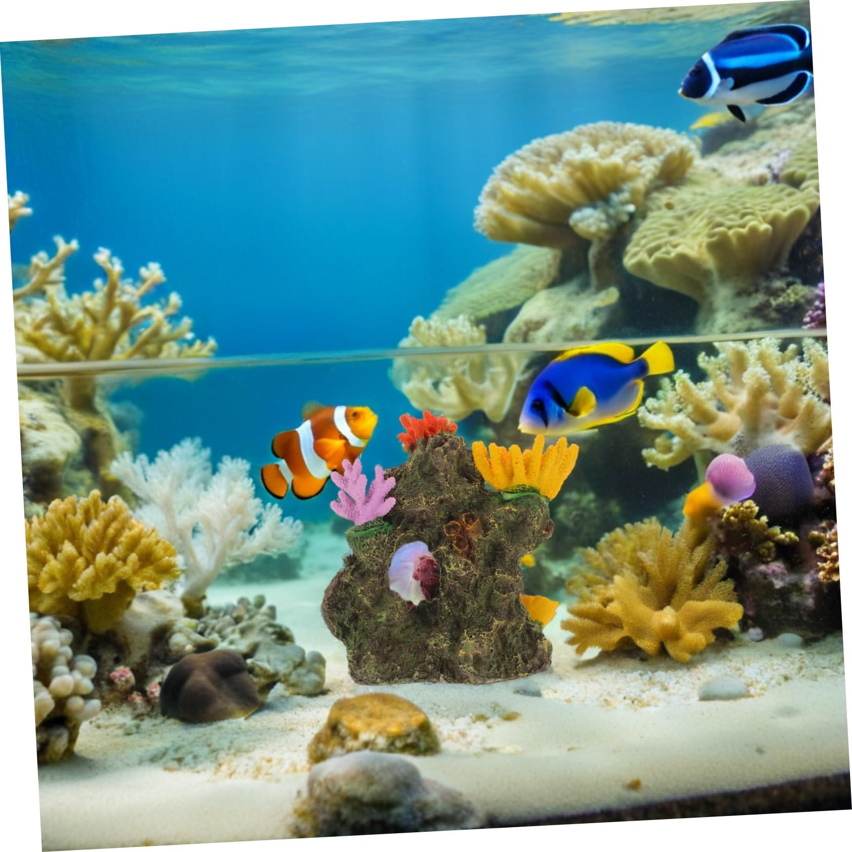 SEWACC Aquarium Deko Resin Korallenriff Höhle Fisch Aquarium Landschaftsornament mit Detailreicher Farbiger Korallenstruktur Versteckhaus für Kampffische zum Ausruhen Züchten