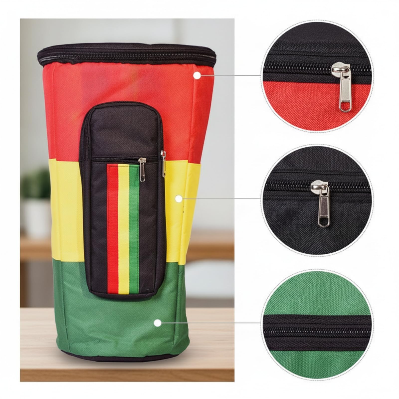 Harilla Borsa Protettiva per Tamburo con Struttura Cilindrica Rinforzata E Chiusura Superiore Sicura E Tasca per Accessori con Cerniera Adatta per Trasporto, 12 Pollici