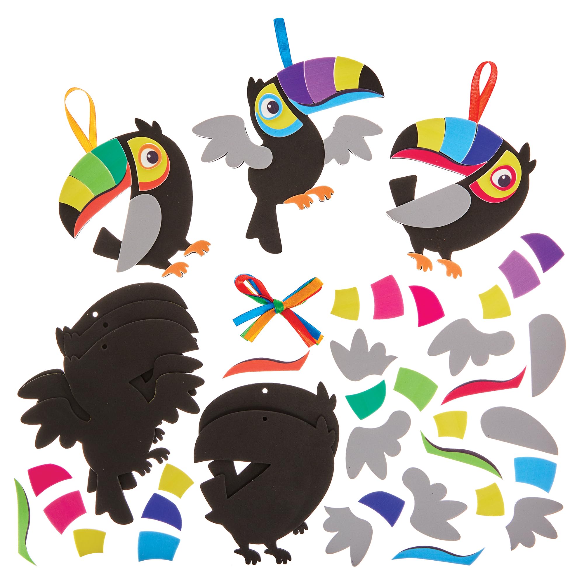 Baker Ross FN172 Toucan Mix & Match Decoration Kits - Pack of 8, Decoration Craft Kits for Kids