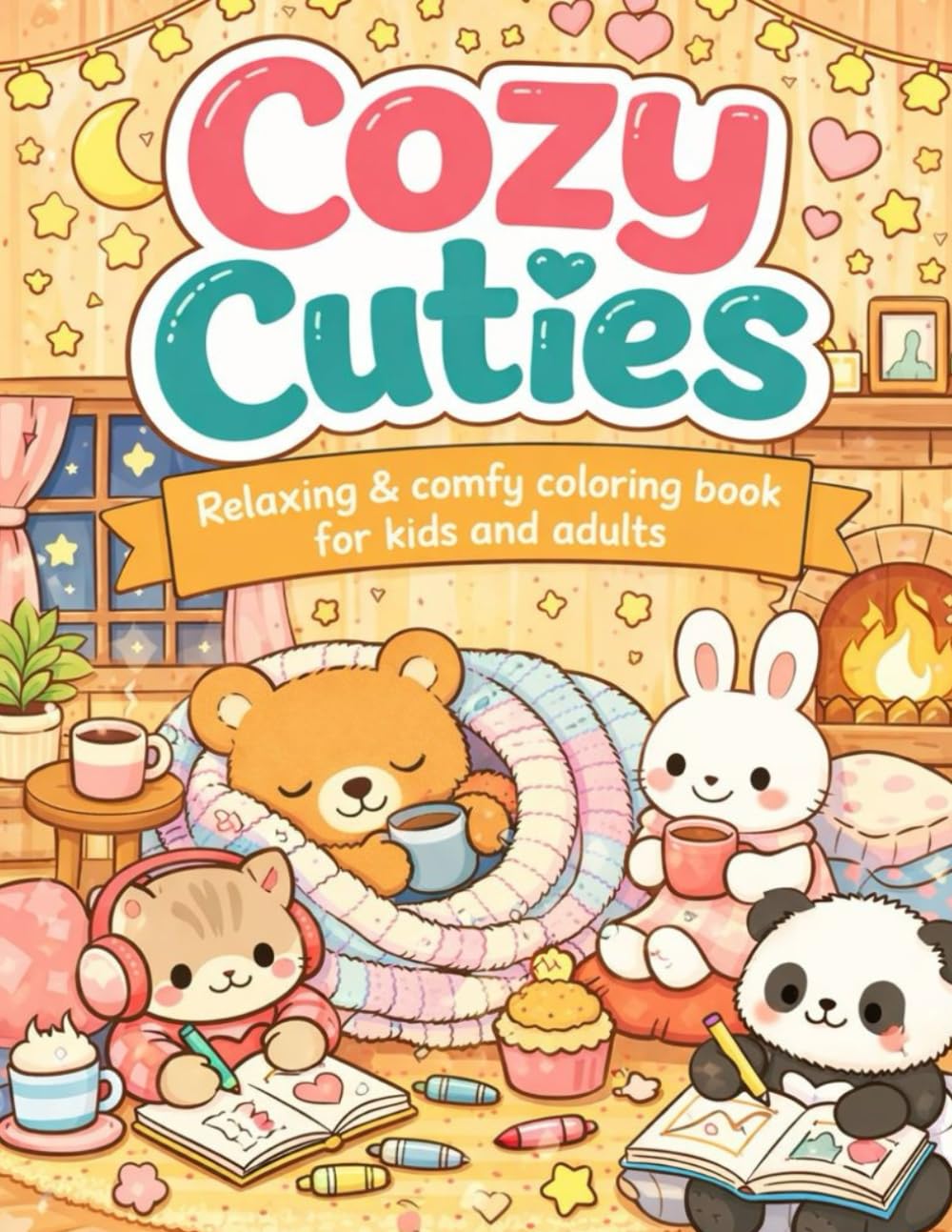 Cozy Cuties: Relaxing & Comfy Coloring Book for Kids and Adults: Easy coloring book for stress relief and gift for coloring lovers