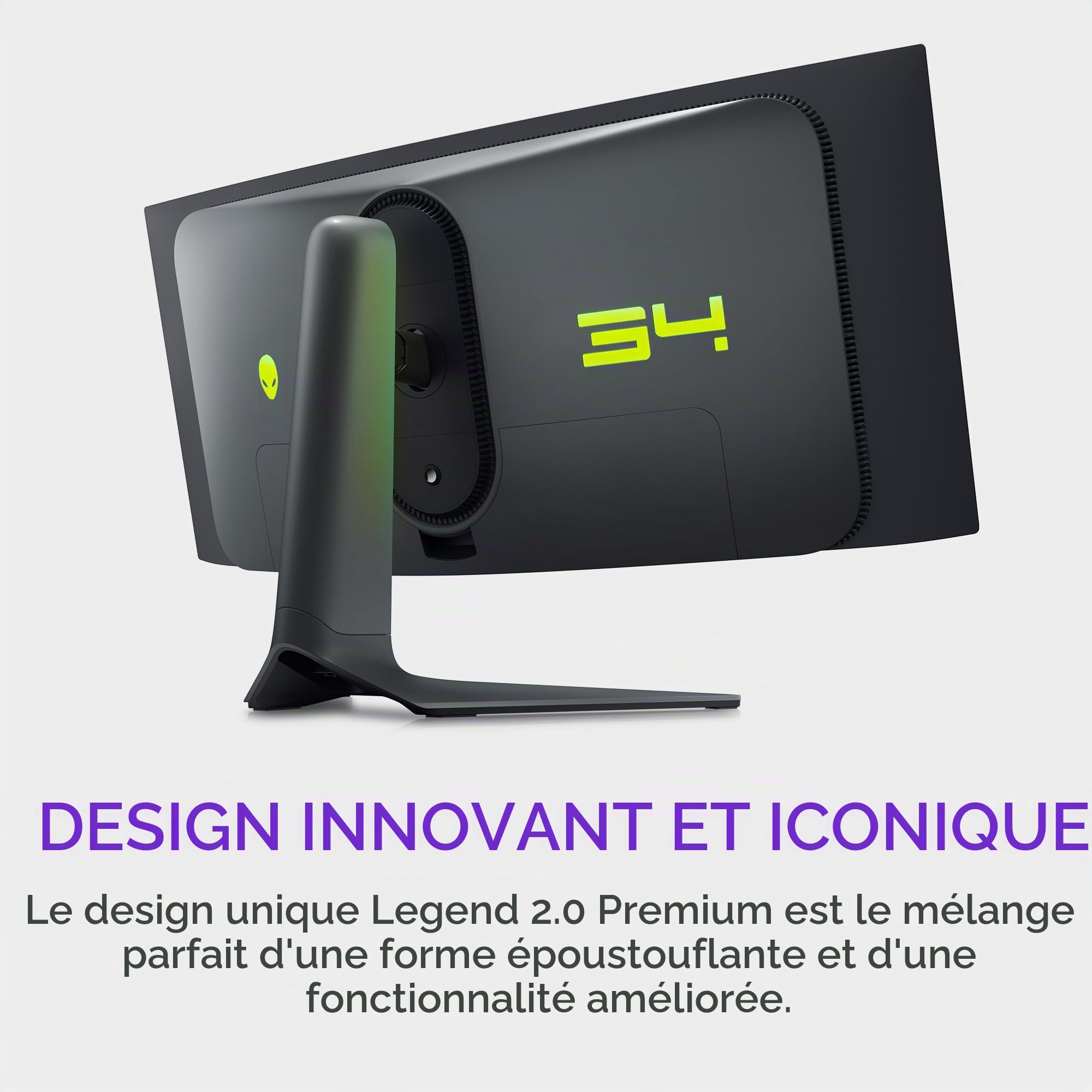 Dell Alienware Écran de jeu QD-OLED incurvé 34" AW3423DWF, système d'éclairage AlienFX, temps de réponse 0,1 m, antireflet,