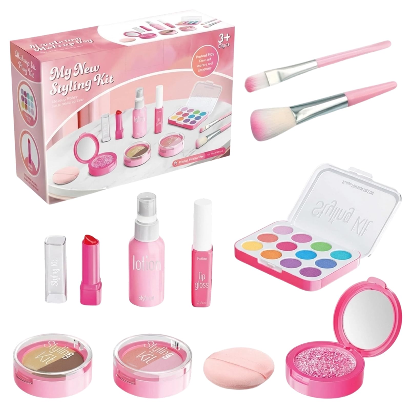 Pretend Makeup Sets for Girls, 10-Piece Role Play Cosmetics Kit, Imaginative Playtime Accessories for Young, Vibrant Colours and Safe Design, Durable Play Cosmetics Collection