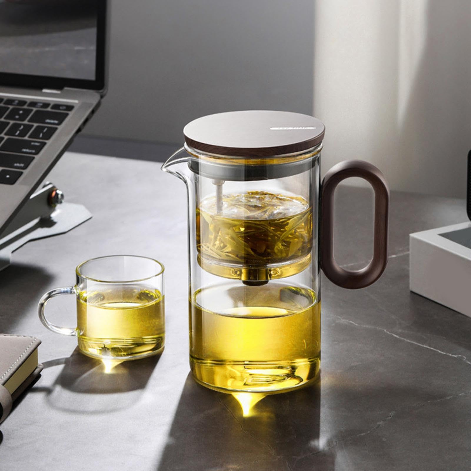 Filtrazione in - Infusore da cucina per preparare il tè | Kit resistente al calore con coperchio colino, servizio da tè per persone pigre