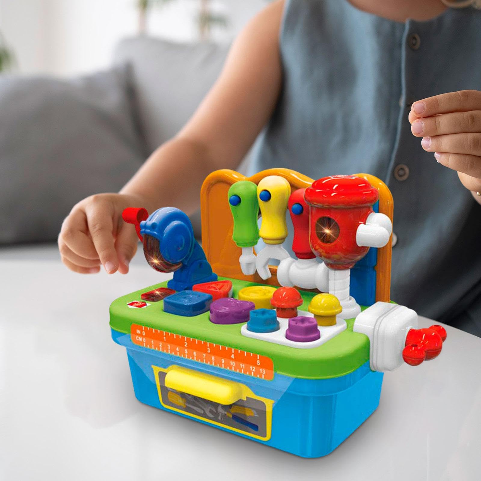Juguete de Banco de Trabajo para Niños, Banco de Herramientas para Niños, Juguete de Banco de Trabajo de Aprendizaje Musical para Niñas, Niños, Regalo, Azul Claro