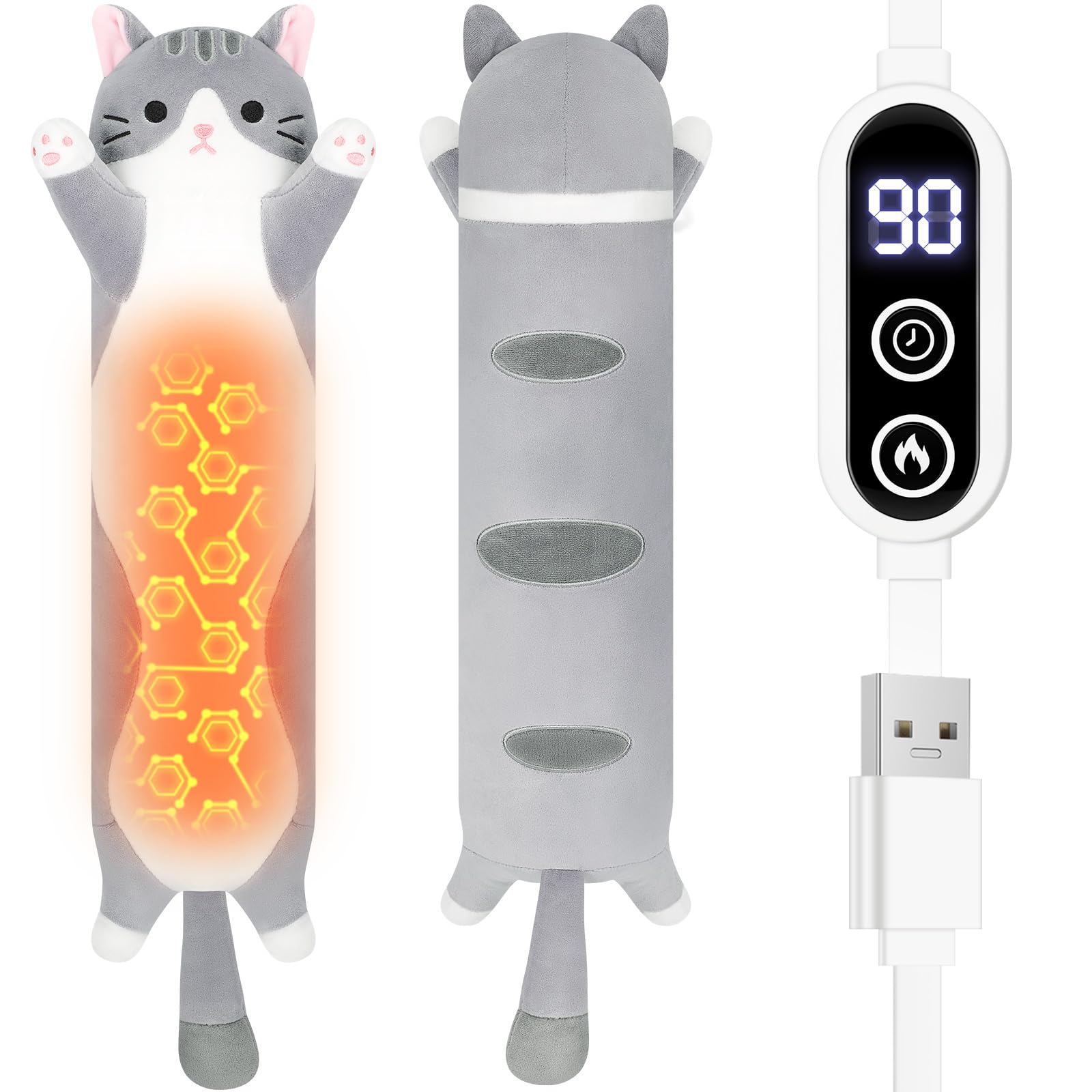 Almofada Térmica Para Gatos - Bichinho De Pelúcia Aquecido Por Usb Para Alívio De Cólicas