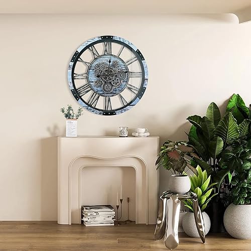 Miniatura 6 de TOPPTIK Reloj de pared con engranaje móvil de 36 pulgadas, relojes de pared de gran tamaño, reloj de decoración de sala de estar, marco de madera