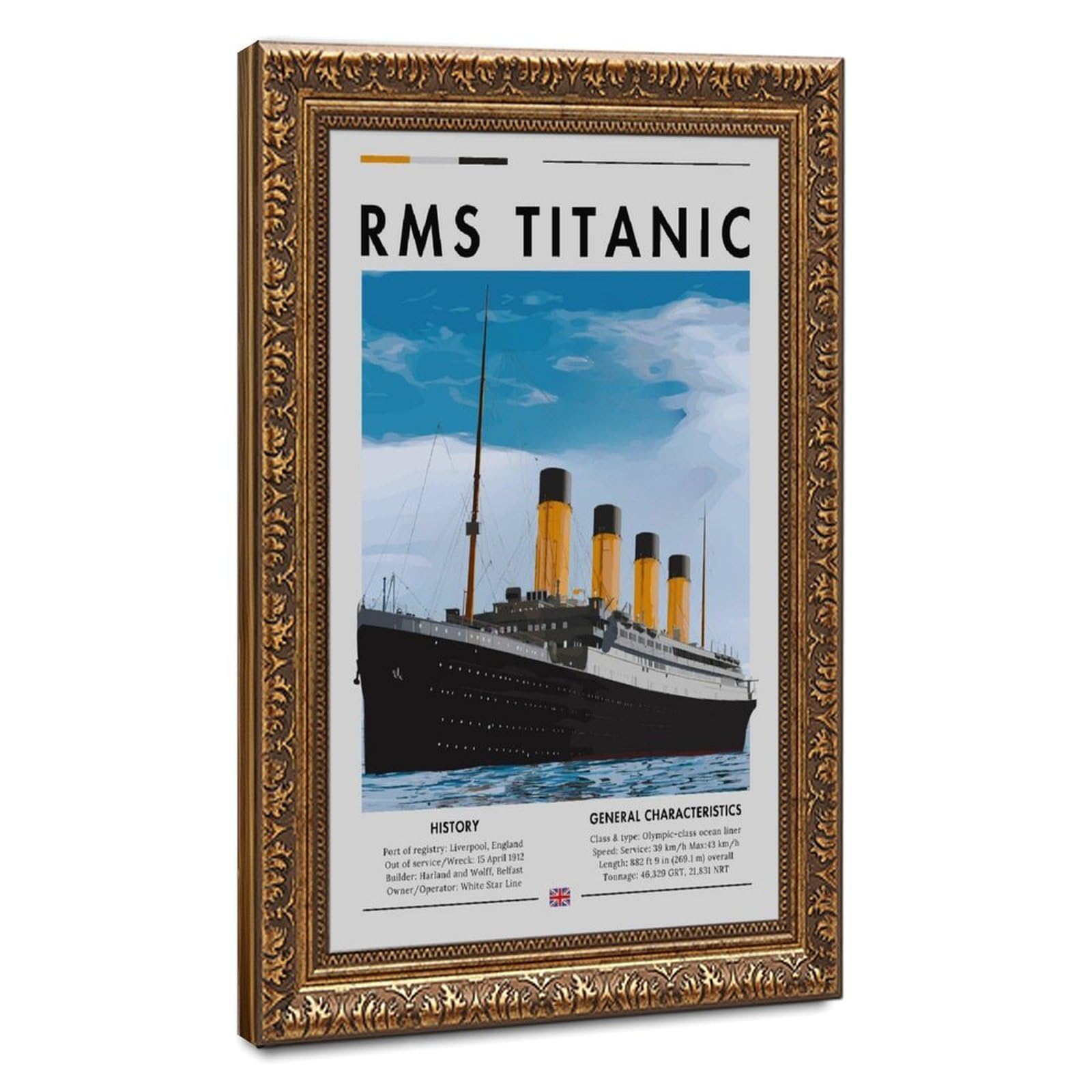 Bareronor Titanic Ship Poster Canvas Poster Bedroom Decor Landscape Office Room Decor Gift 20" L X 30" W
