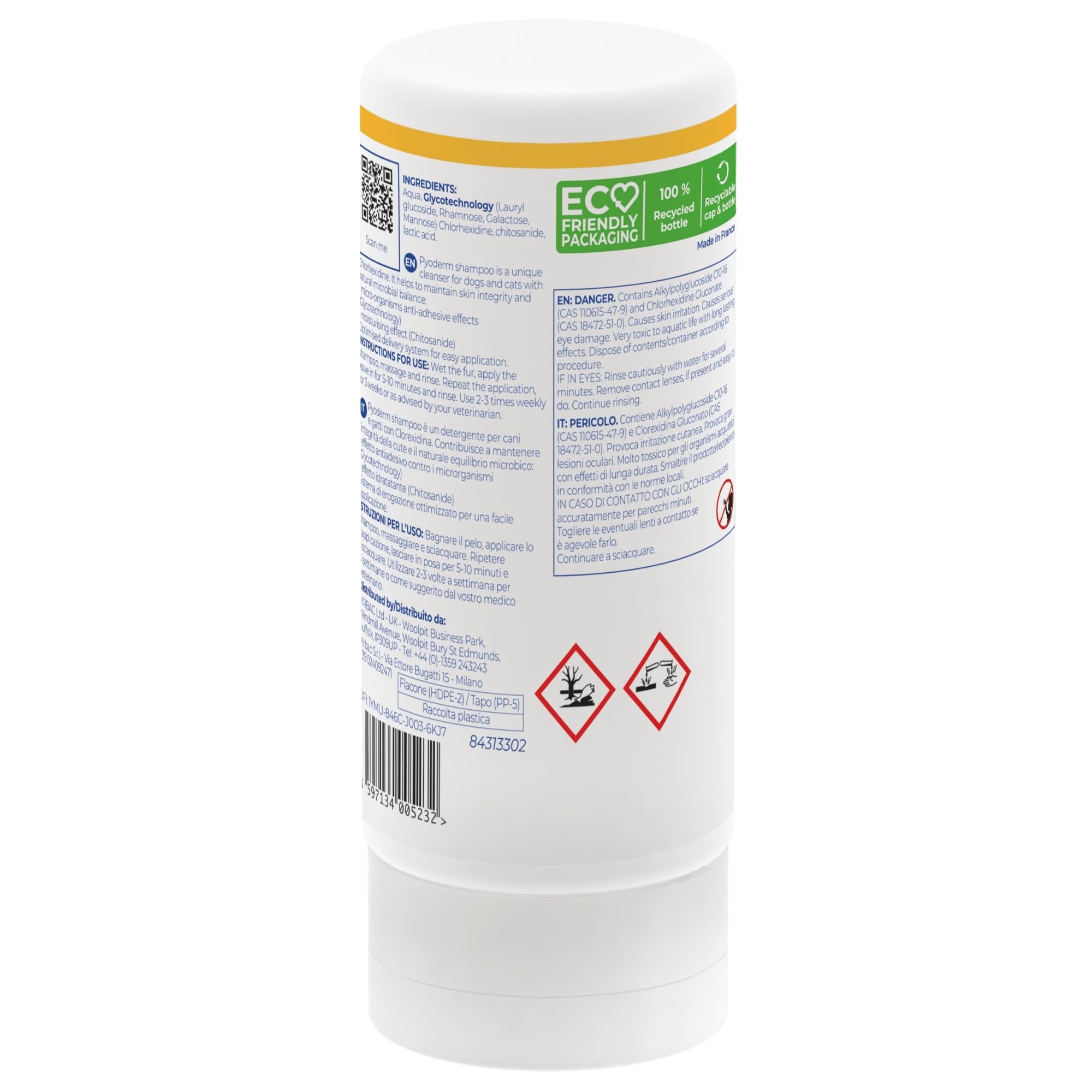 Pyoderm Champú Dermatológico 250ML para Pieles con Desequilibrio Microbiano para Perros Y Gatos