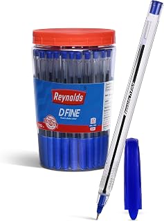 Reynolds DFINE Ball Pen SET - 70 BLUE PENS WITH COMFORTABLE GRIP BLUE BALL PENS FOR WRITING PEN FOR STUDENTS & OFFICE STATIONERY 0.7 mm TIP SIZE