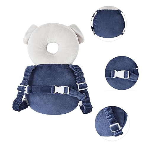 Miniatura 5 de Baby Head Potector - Mochila protectora de seguridad para niños y niñas, para gatear y caminar ajustable (elefante)