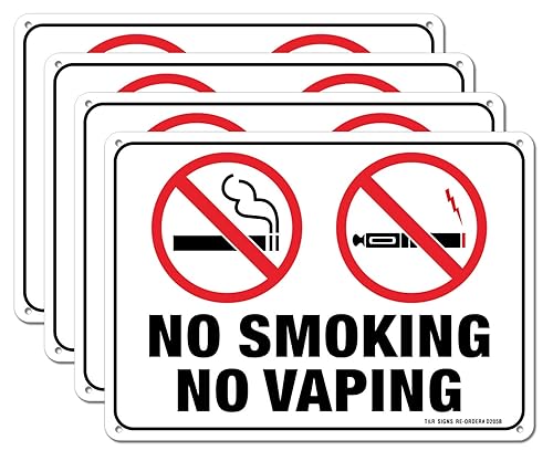 No Smoking No Vaping Sign - 4 Pack - 10