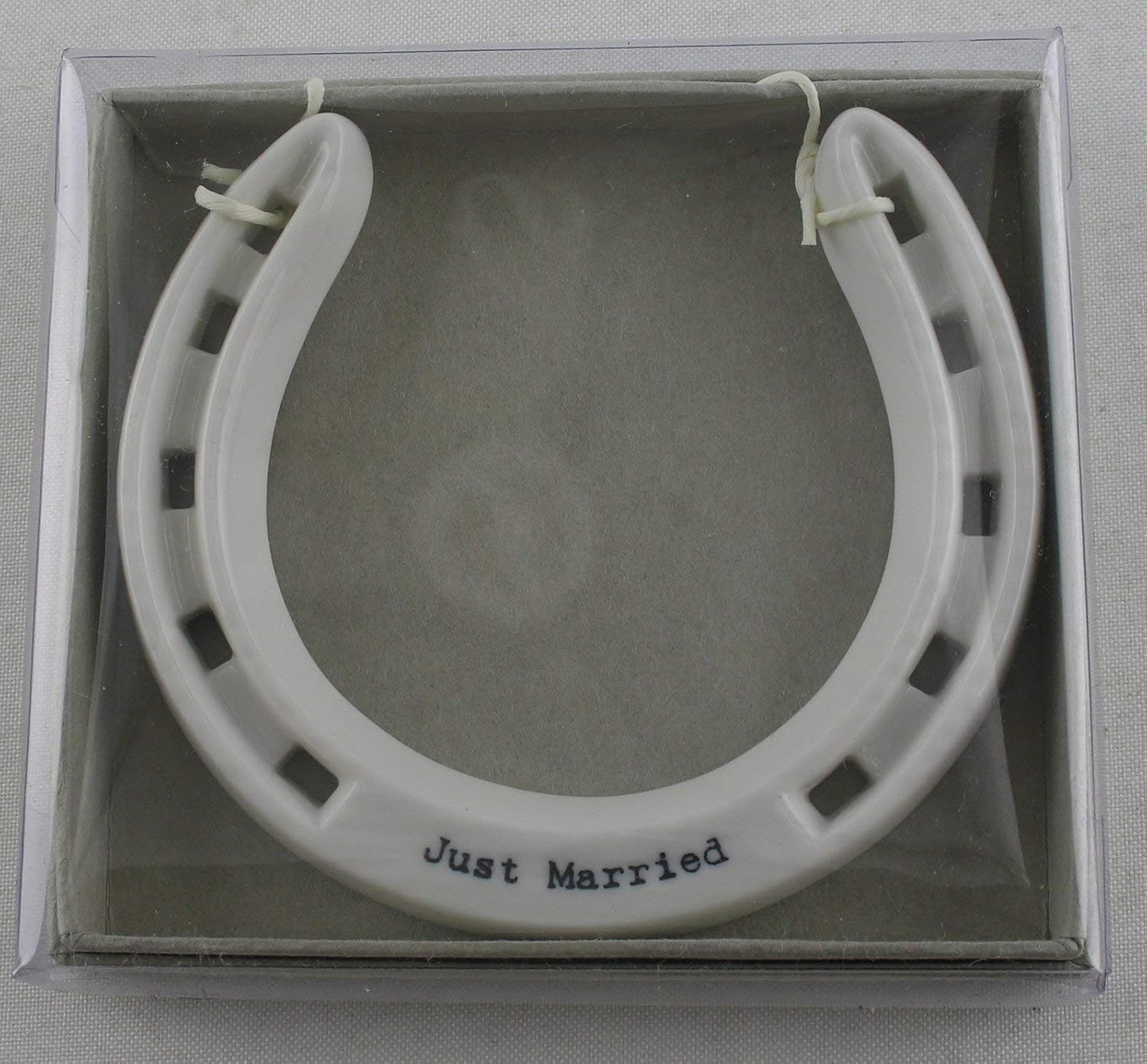 East of India White Porcelain Lucky Horseshoe Good Luck Just Married Gift Boxed (Just Married), 10.2 x 9 x 1 cm - Image 3