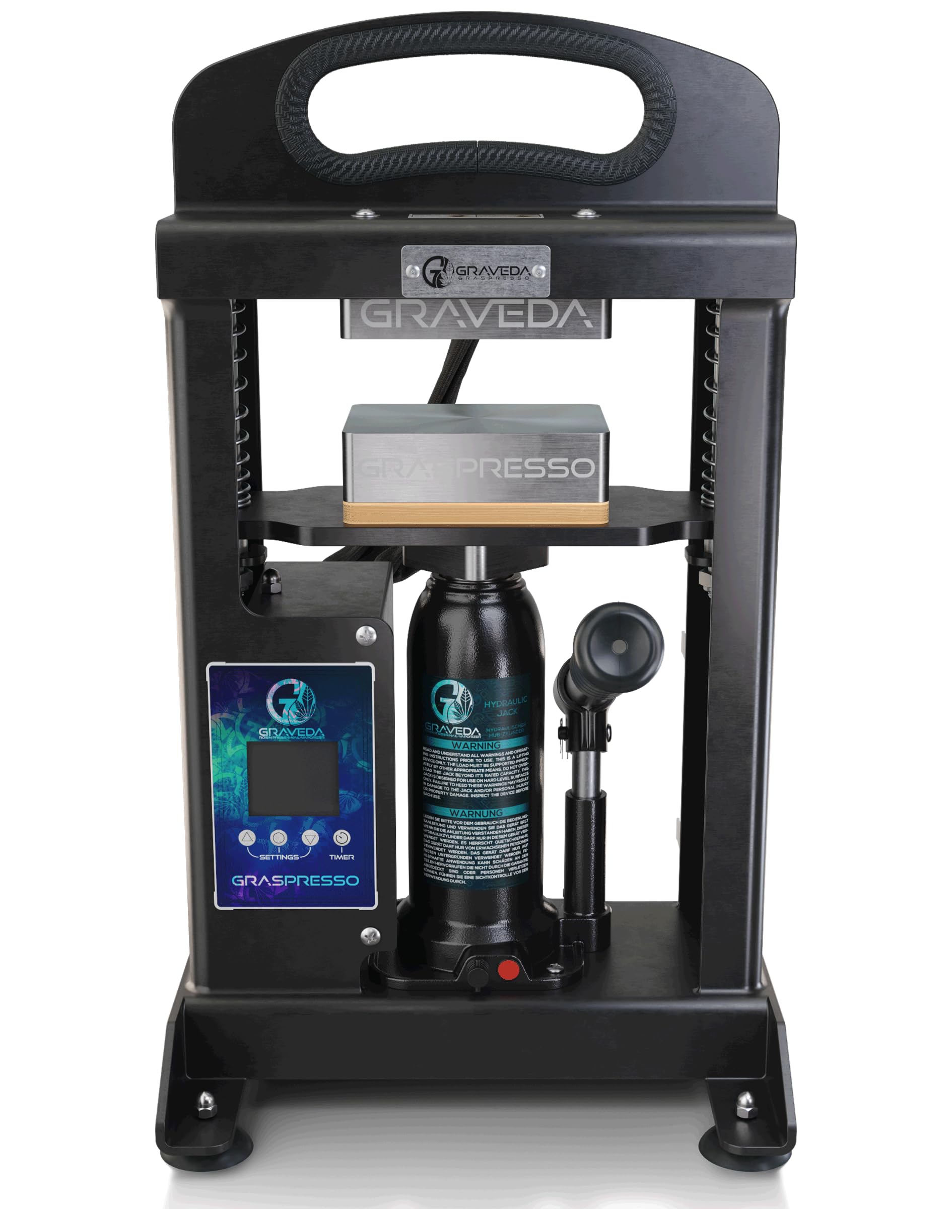 Graspresso 3T, Doppelseitige Heizung Extraktionsmaschine ohne Lösungsmittel, Rosin-Presse mit Zwei unabhängigen Temperatureinstellung, 3 Tonnen Druck, Präziser Controller, Platten 10x7,5cm