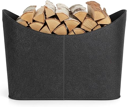 COM-FOUR® Bolsa de fieltro xxl para compras, periódicos, papel, juguetes, picnics o la playa, robusta de fieltro grueso, bolsa de leña perfecta para leña (01 pieza antracita 54x30cm)