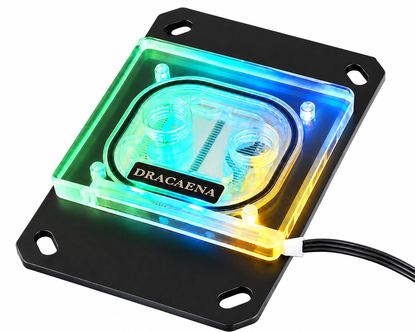 Dracaena.io CPU Water Block for AM5/AM4, Acrylic Top, Black, ARGB, Copper