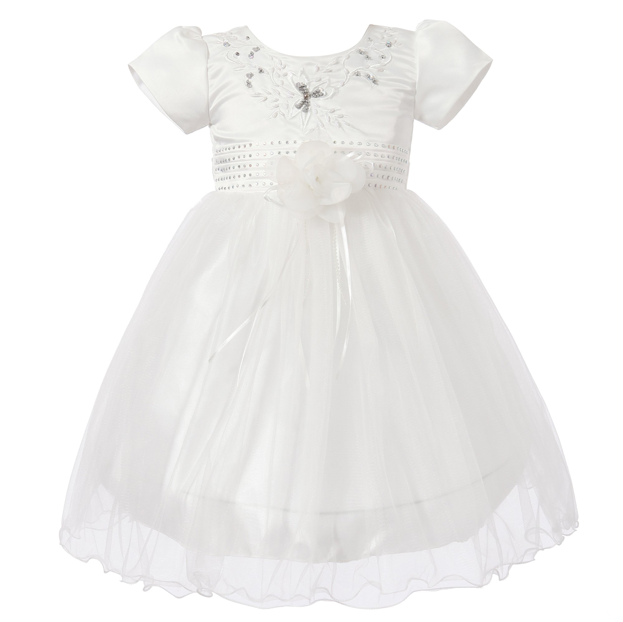 Richie House Girl's Princess Dress with Layered Bottom RH1392-A-4/5 White