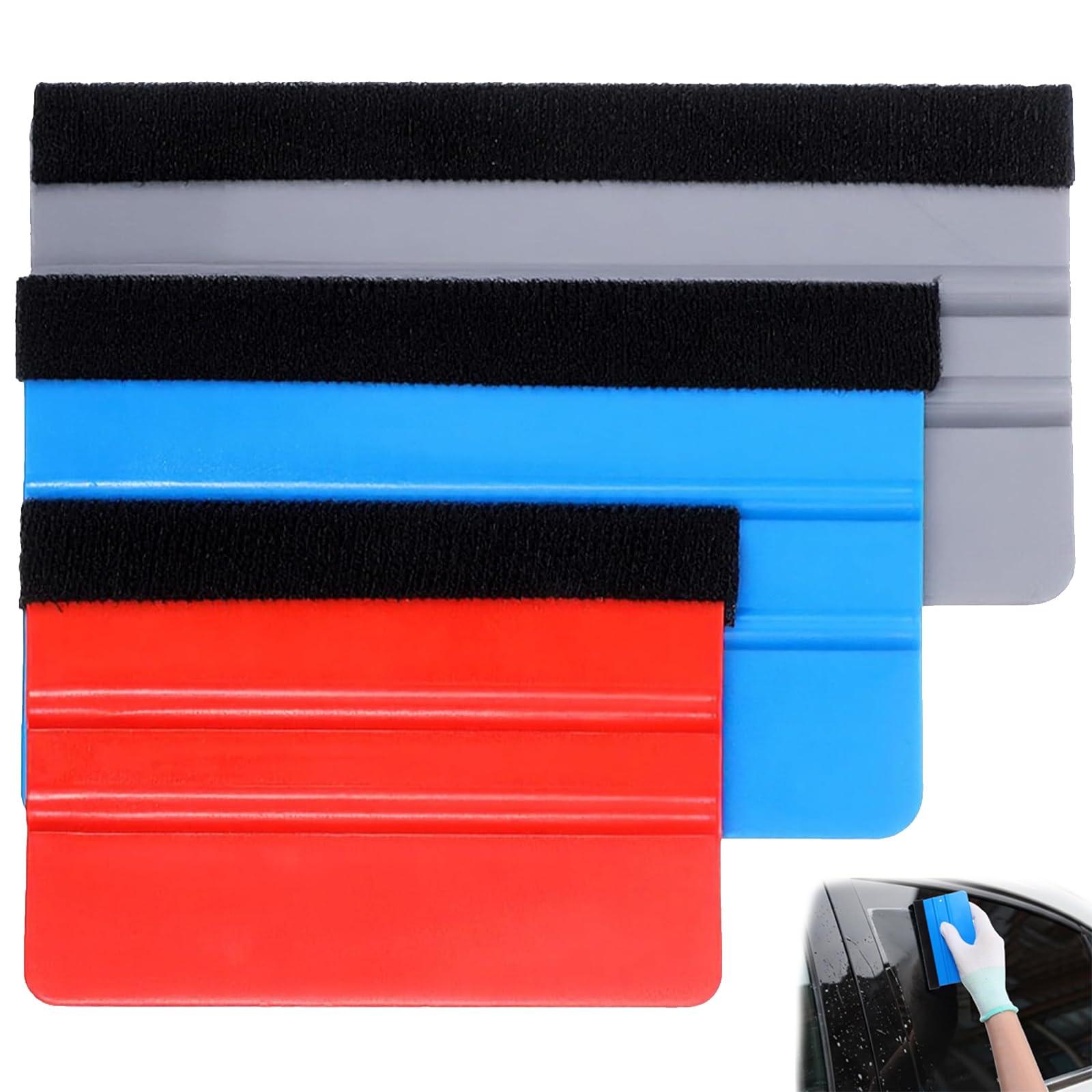 3PCS Felt Edge Squeegee, 4inch 5inch 6inch Vinyl Wrap Squeegee, Plastic Squeegee Scratch-Free for Decals, Window Film, Wallpaper, Car Tint, Sticker Installation Tool Kit-image-49