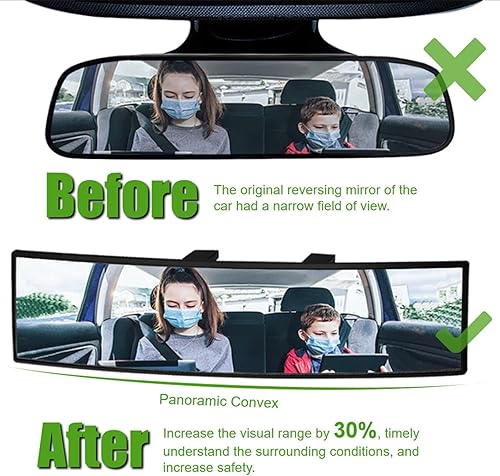 Miniatura 3 de WSSROGY Espejo retrovisor para automóvil, vidrio HD de 12 pulgadas, antirreflejo, clip panorámico gran angular para interior del automóvil, espejo