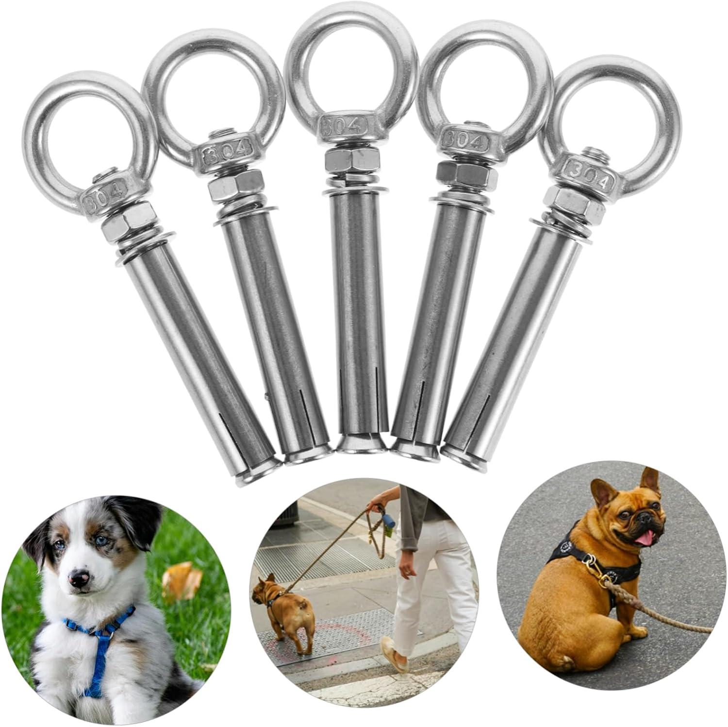 TOYANDONA 5pcs Heavy Duty Stainless Steel Dog Stake Tie Out Cable for Dogs Camping Tie Out Stake