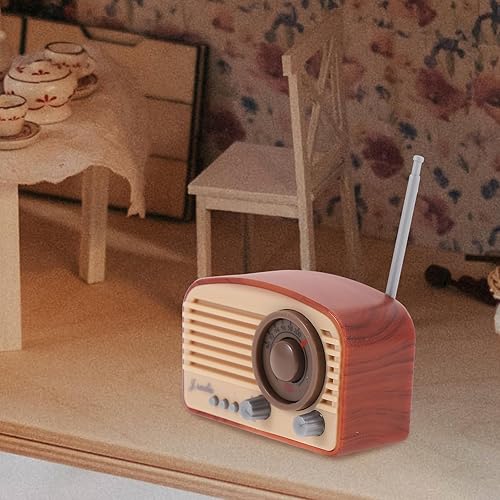 Miniatura 4 de LOGOFUN 2 unids casa de muñecas miniatura Radio Mini Vintage Radio Modelo Tiny Simulación Radio Prop para accesorios de casa de muñecas -