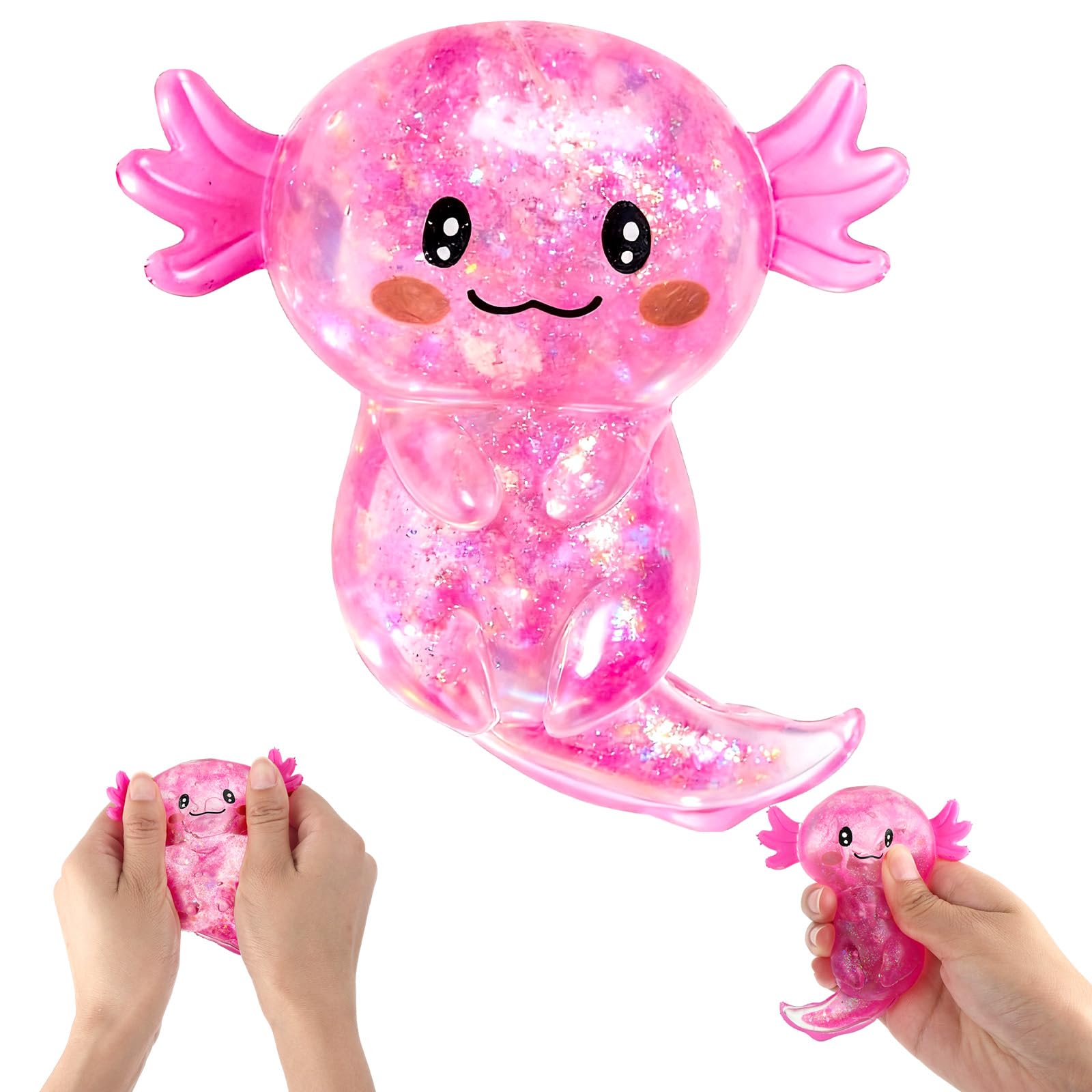 Axolotl Squishy Stress Relief Toys, Cute Fidget Toys Squishies - Soft Axolotl Squeeze Sensory Toy for Kids Youth Adults, Sugar Squishies Handheld Stress Ball for Anxiety Relief Focus
