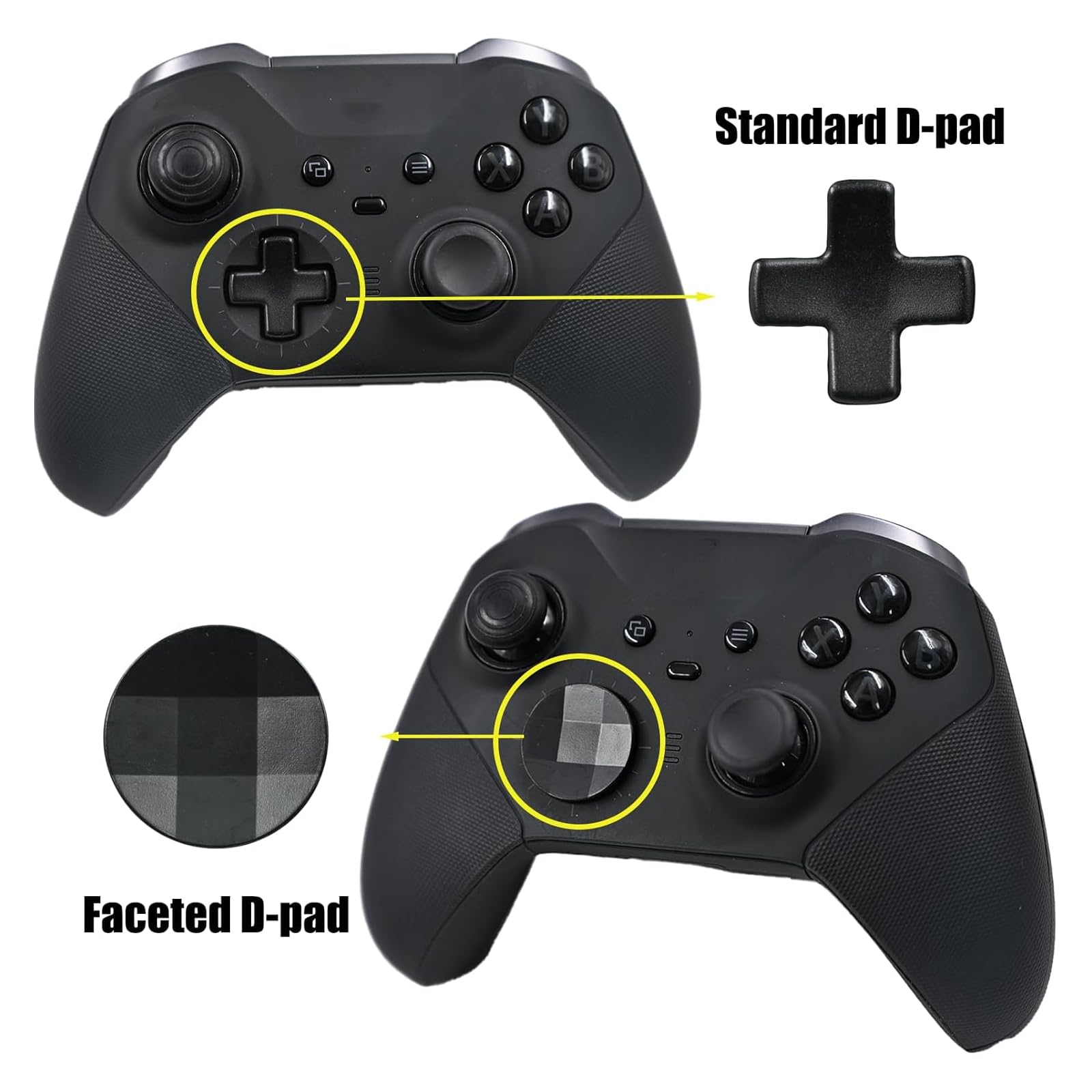 Peixiong Juego de componentes de los mandos 13 en 1 para Xbox Elite Series 2 Core Controllers con 6 joysticks metálicos y herramientas, 2 D-Pads, 4 paletas para Xbox Elite Series 2 (negro)