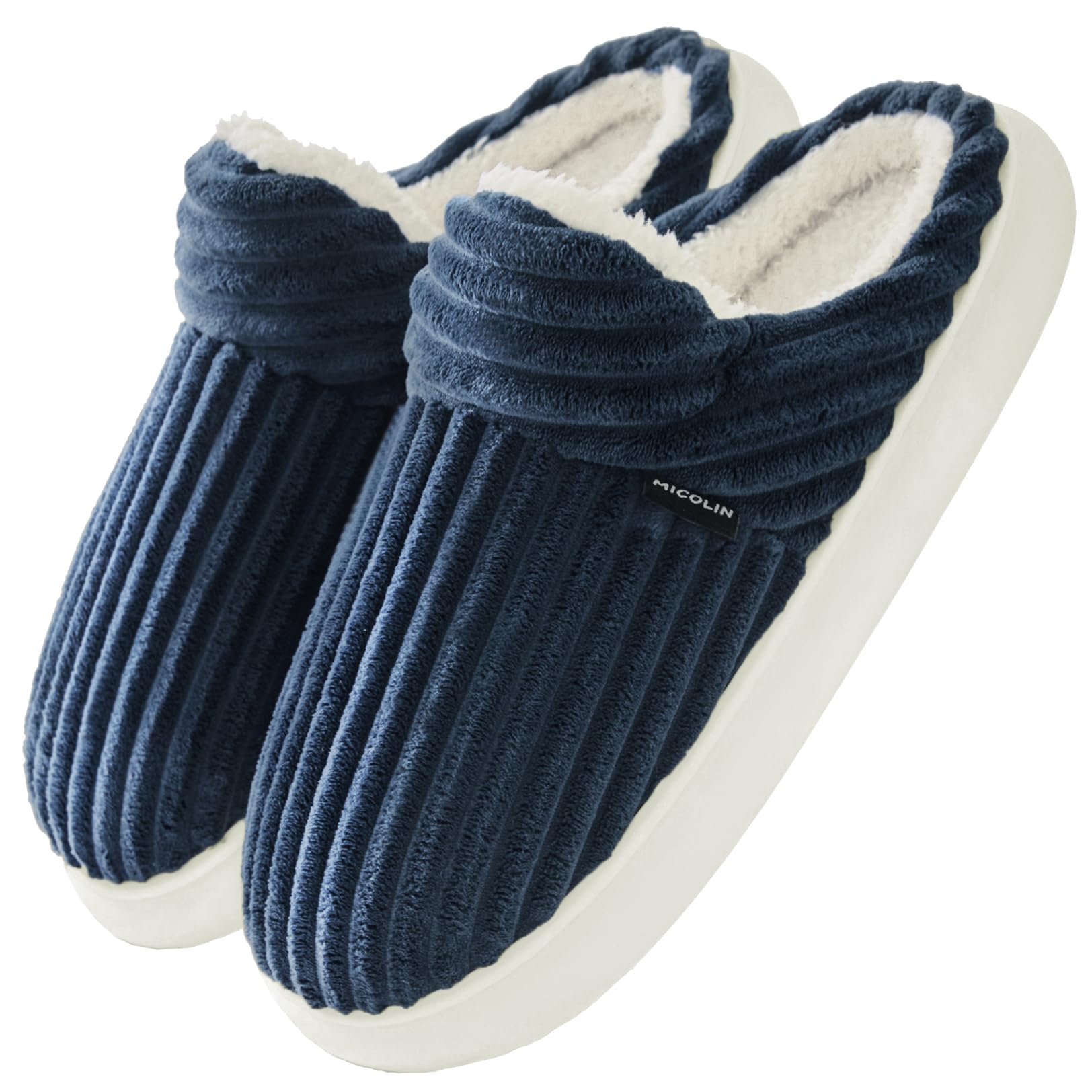 Misolin Hausschuhe Damen Winter Wärme Cord Pantoffeln mit Memory-Schaum | Weiche Bequeme Plüsch Slippers, Rutschfeste Sohle, Indoor Outdoor, Ideal Als Geschenk