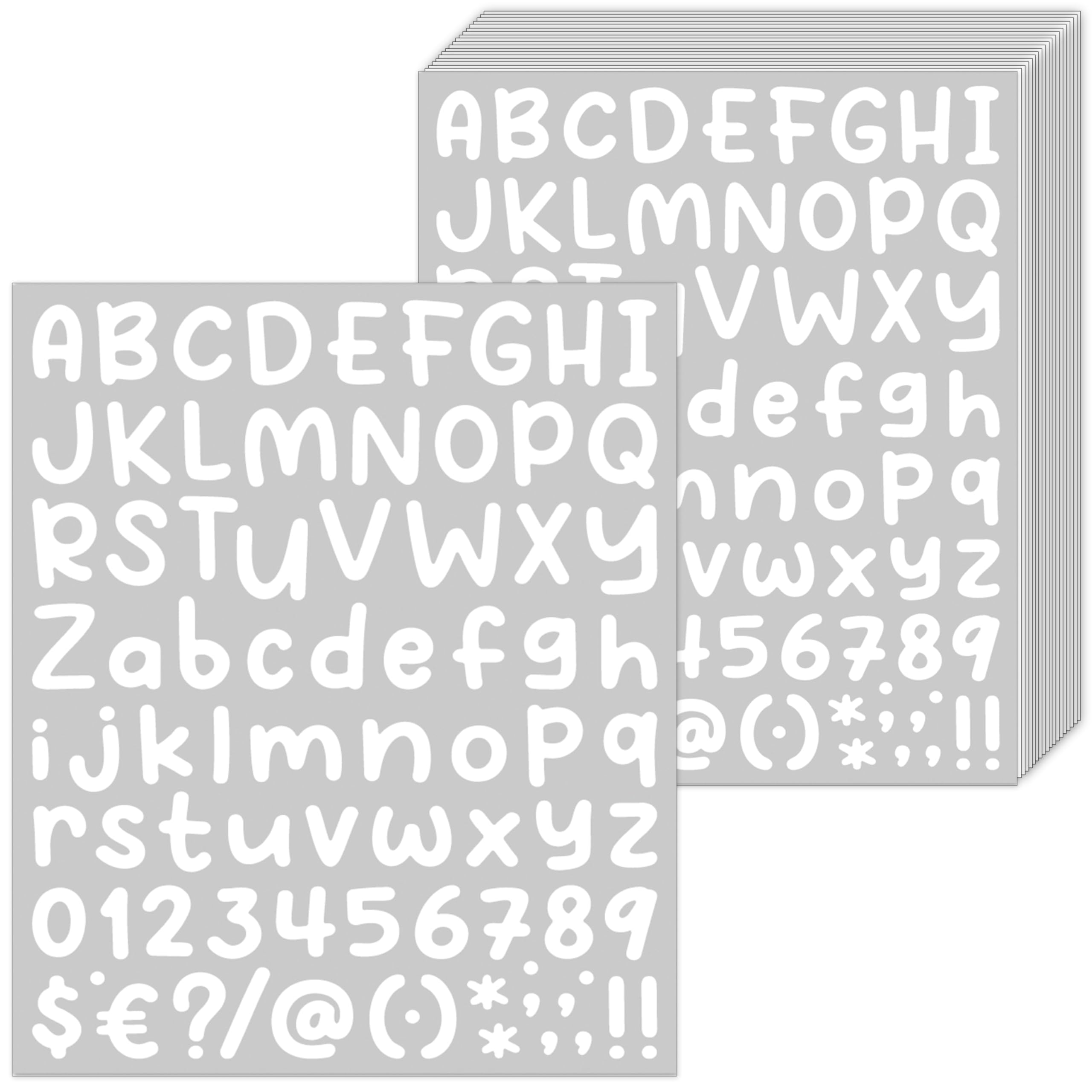 AVERZELLA 2200 Pcs 1 Inch White Vinyl Letter Stickers -26 Sheets Small Alphabet Stickers with Numbers, Waterproof Peel & Stick Decals for Scrapbooking