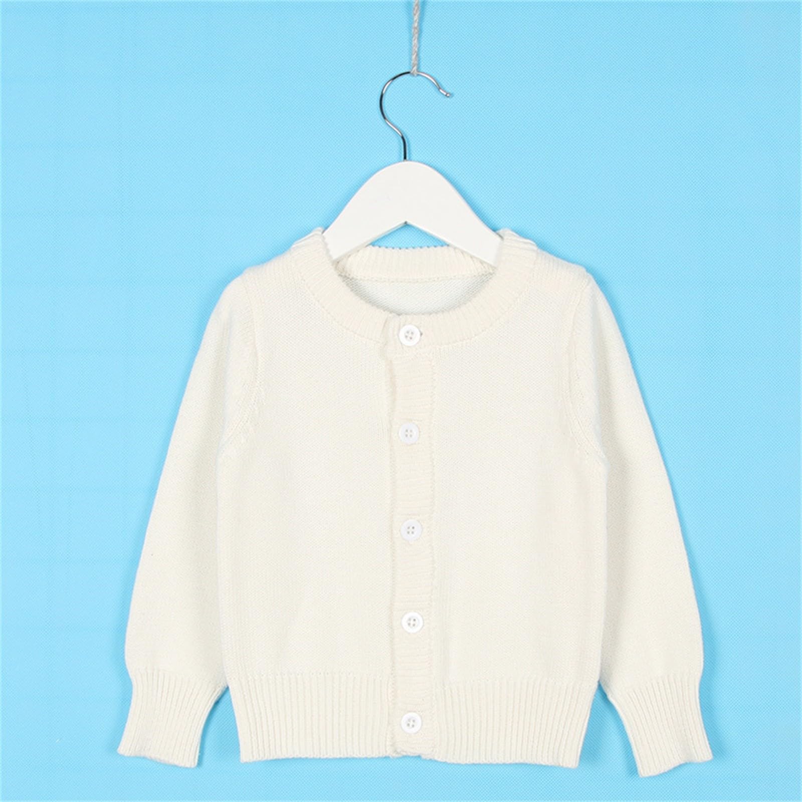 Generisch Cárdigan de punto para niña, cuello redondo, color liso | Más de 15 colores a elegir, diseño básico clásico, versátil para guardería y escuela