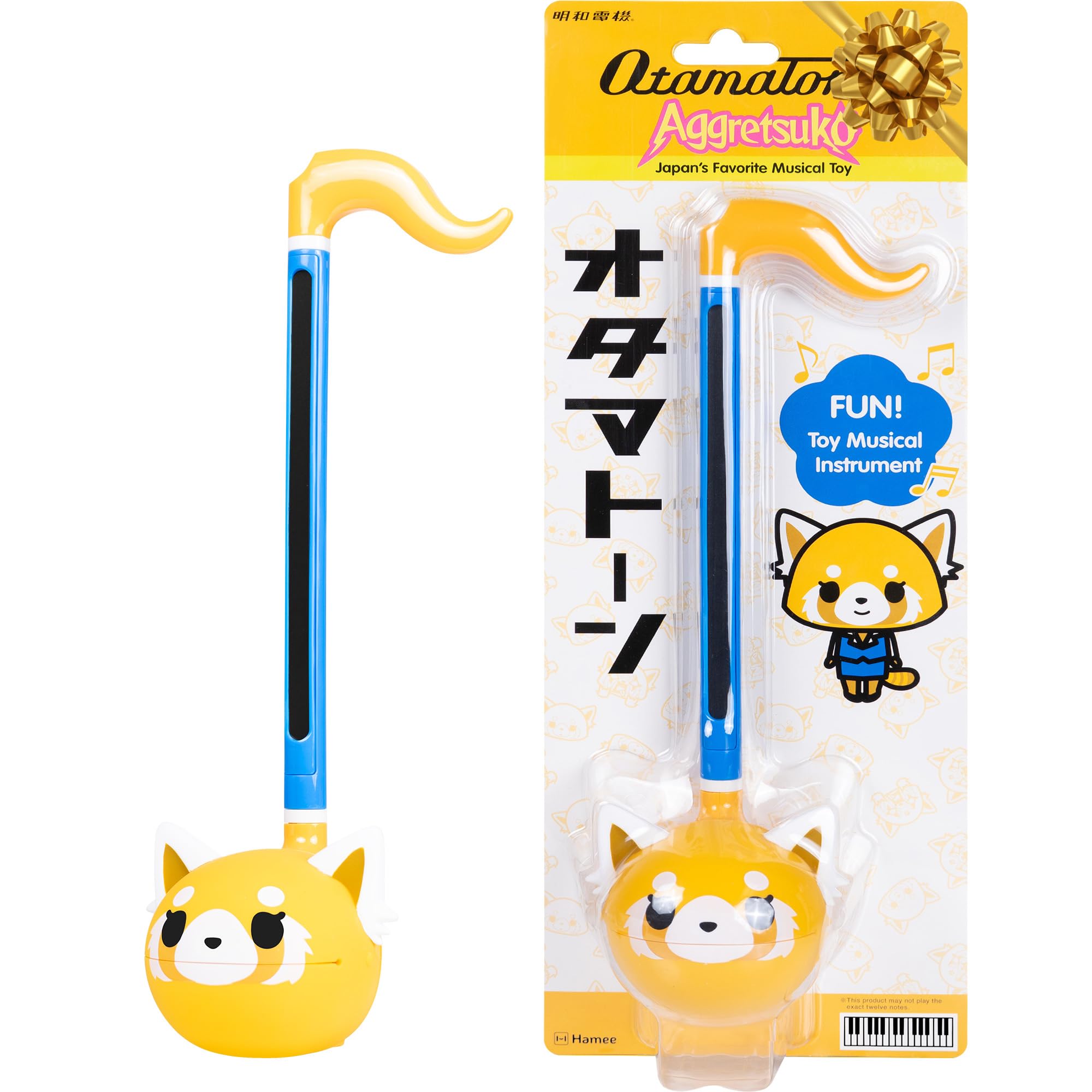 Otamatone Classic Aggretsuko Happy Sweet [Officially Licensed Sanrio] Japanese Character Electronic Musical Instrument Portable Synthesizer from Japan Maywa Denki for Children Kids and Adults Gift