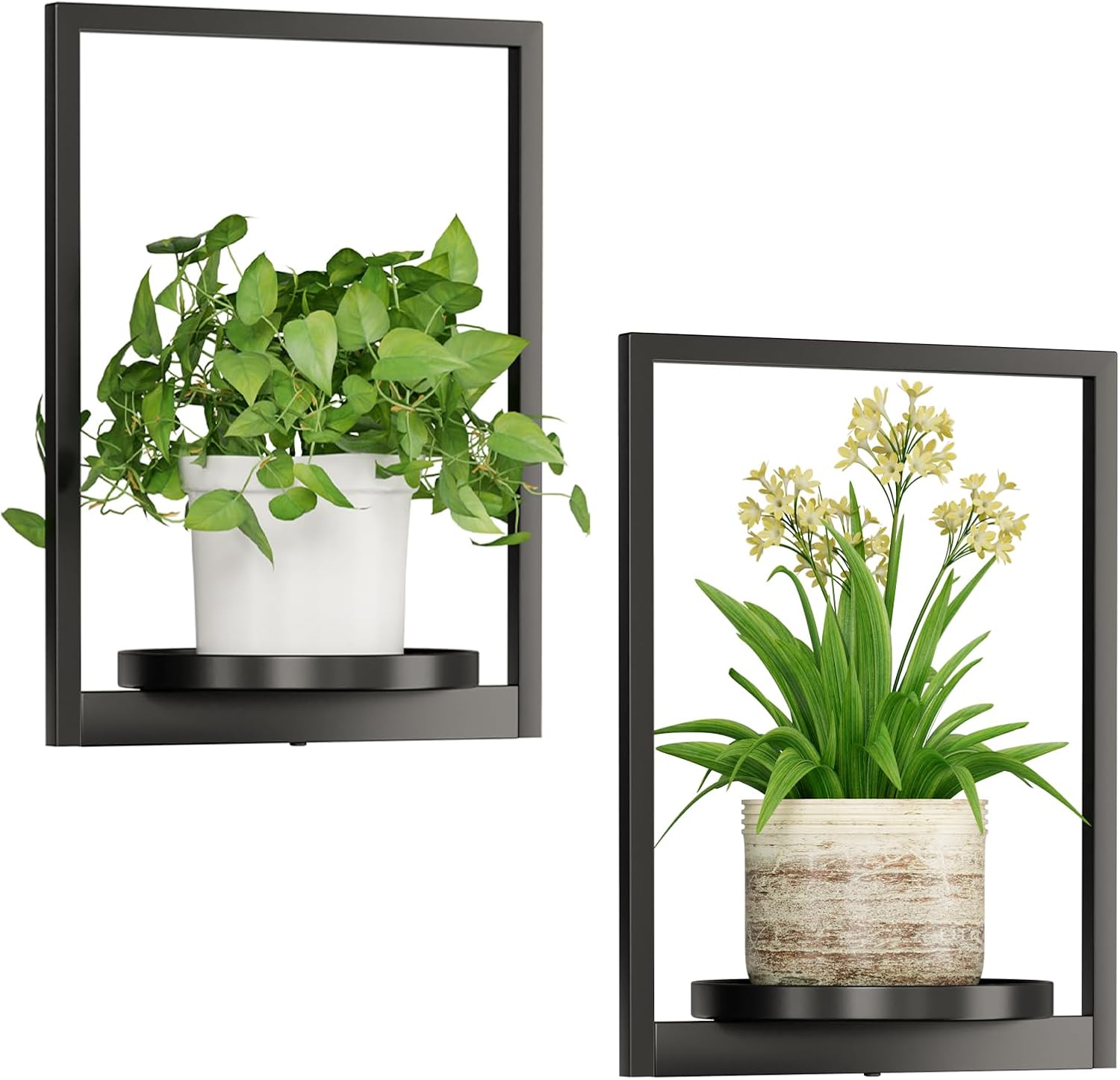 Hanging Planters for Indoor Plants - Aesthetic Photo Frame Style Wall Plant Holder - Metal Window Plant Shelves, Wall Plant Hanger for Lingving Room Home Gardening Wall Decor (3-Pack)