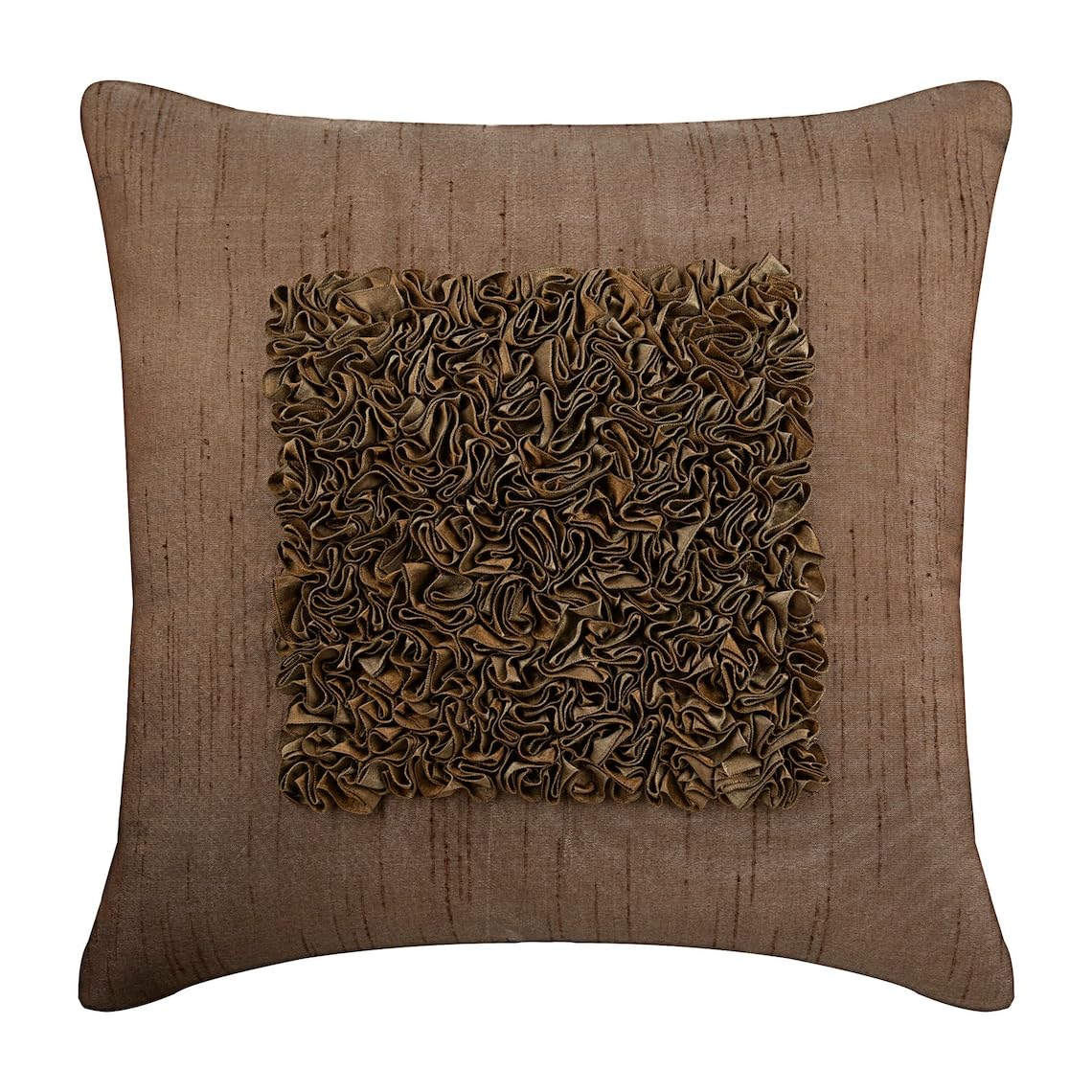The HomeCentric Light Brown Cushion Cover, Textured Ribbon Cushion Cover, Cushion Cover 50x50 cm (20x20 inch), Geometric Modern Cushion Cover, Square Silk - Vintage Champagne Brown โ image 1