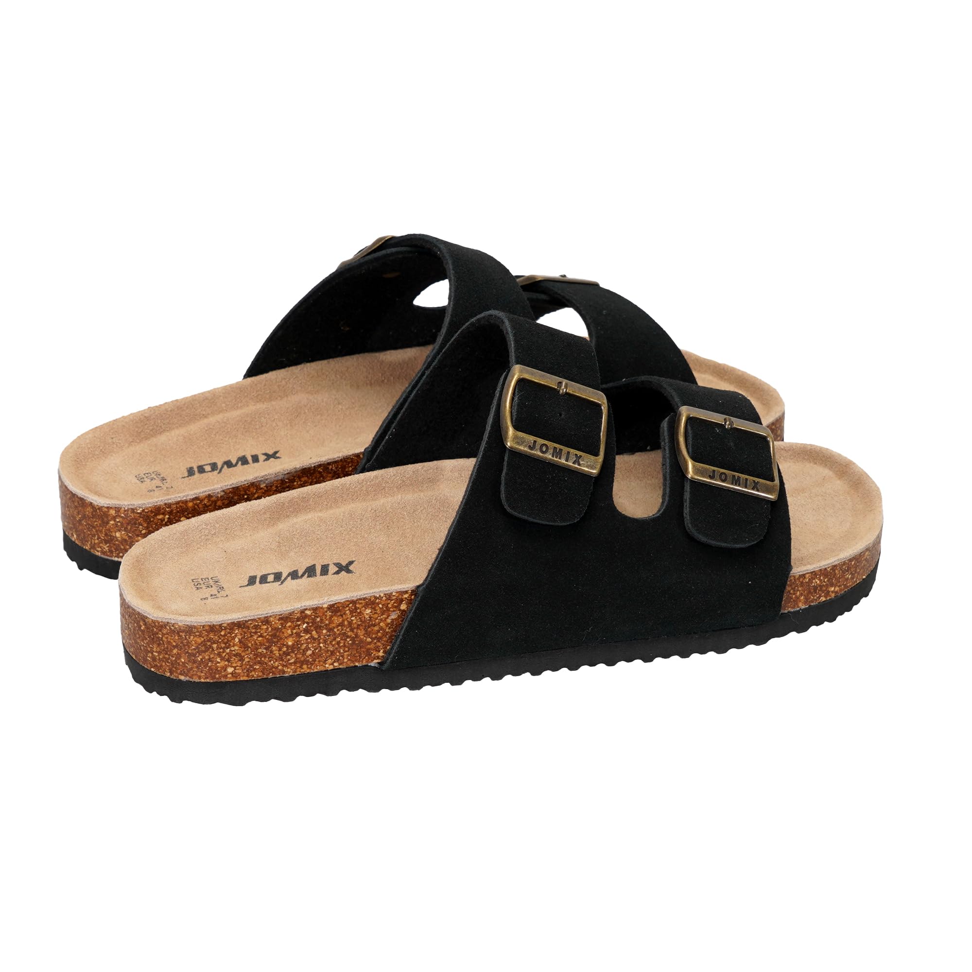 JOMIX Sandali Uomo con Doppia Fibbia Regolabile Ciabatte Estive Bassi Plantare Sagomato in Sughero Pantofole Moda Comode con Suola Antiscivolo