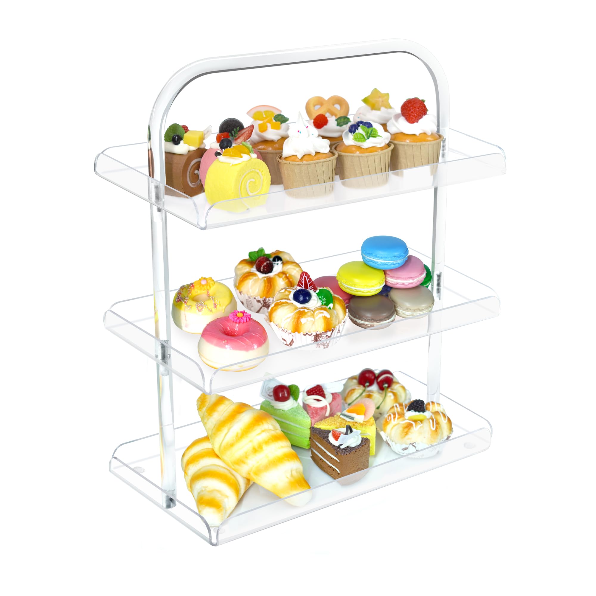 3 Pack Dessert Table Display Set, Clear Acrylic Cupcake Stand Holder for Cupcakes Dessert Pastry Food Treat, 3 Tier Serving Tray Catering Supplies Buffet Display for Birthday Weddings Parties Events