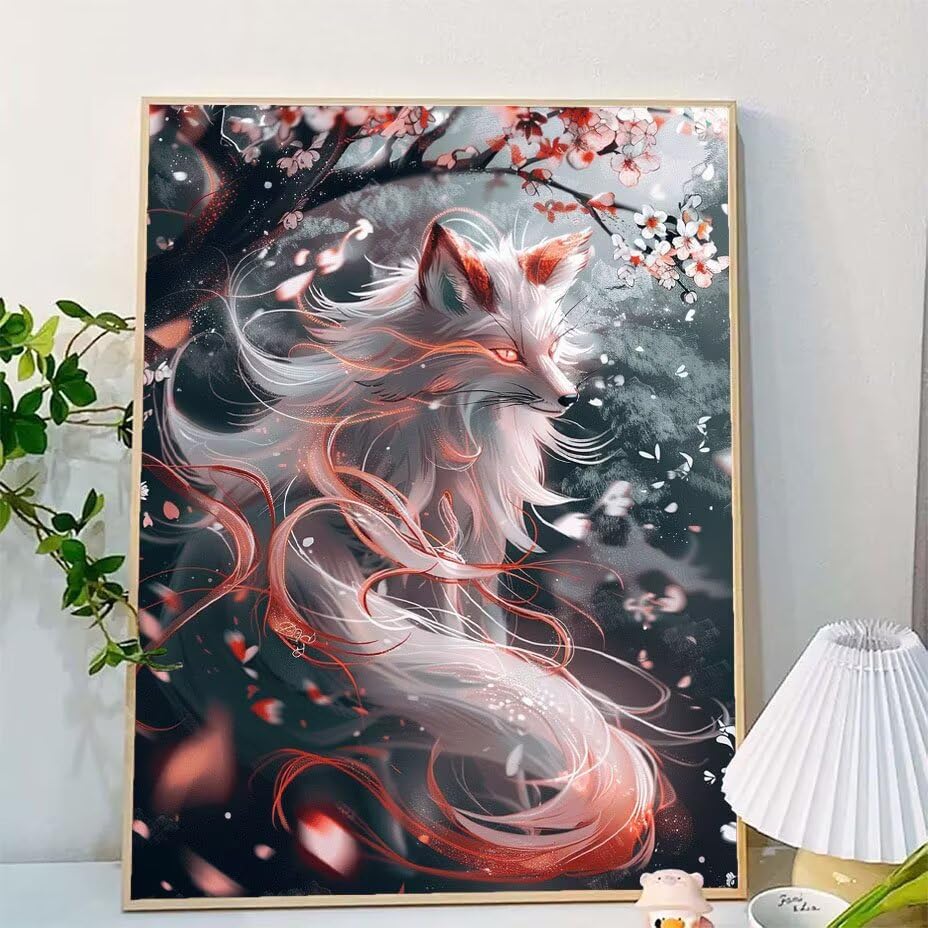 Peinture par numéro adulte renard, idée cadeau kit DIY original