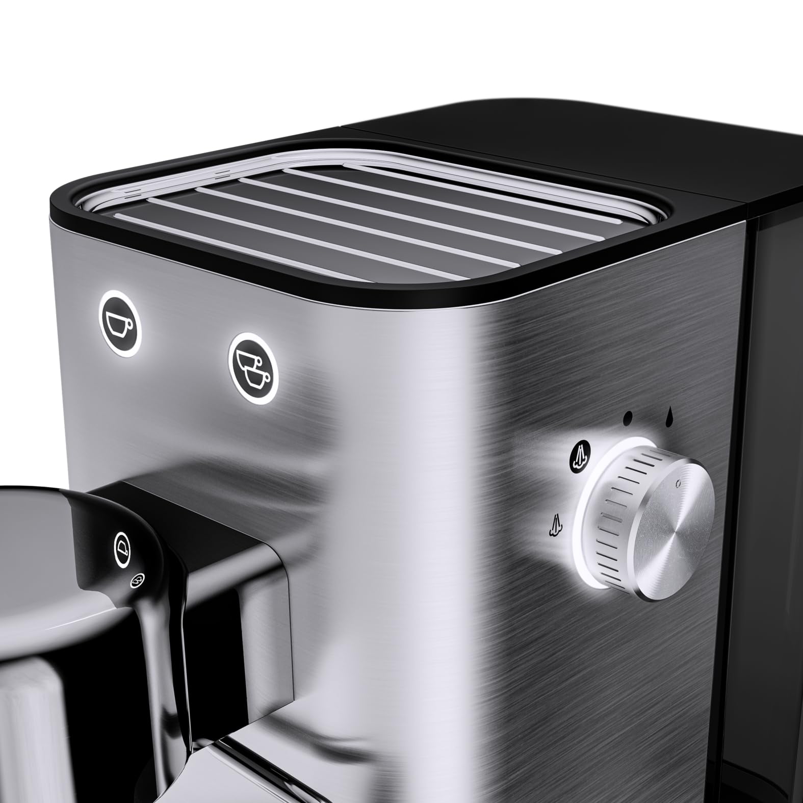 WMF Lumero Siebträgermaschine Espressomaschine Edelstahl 15 bar Thermoblock Milchaufschäumdüse 2 Tassen LED