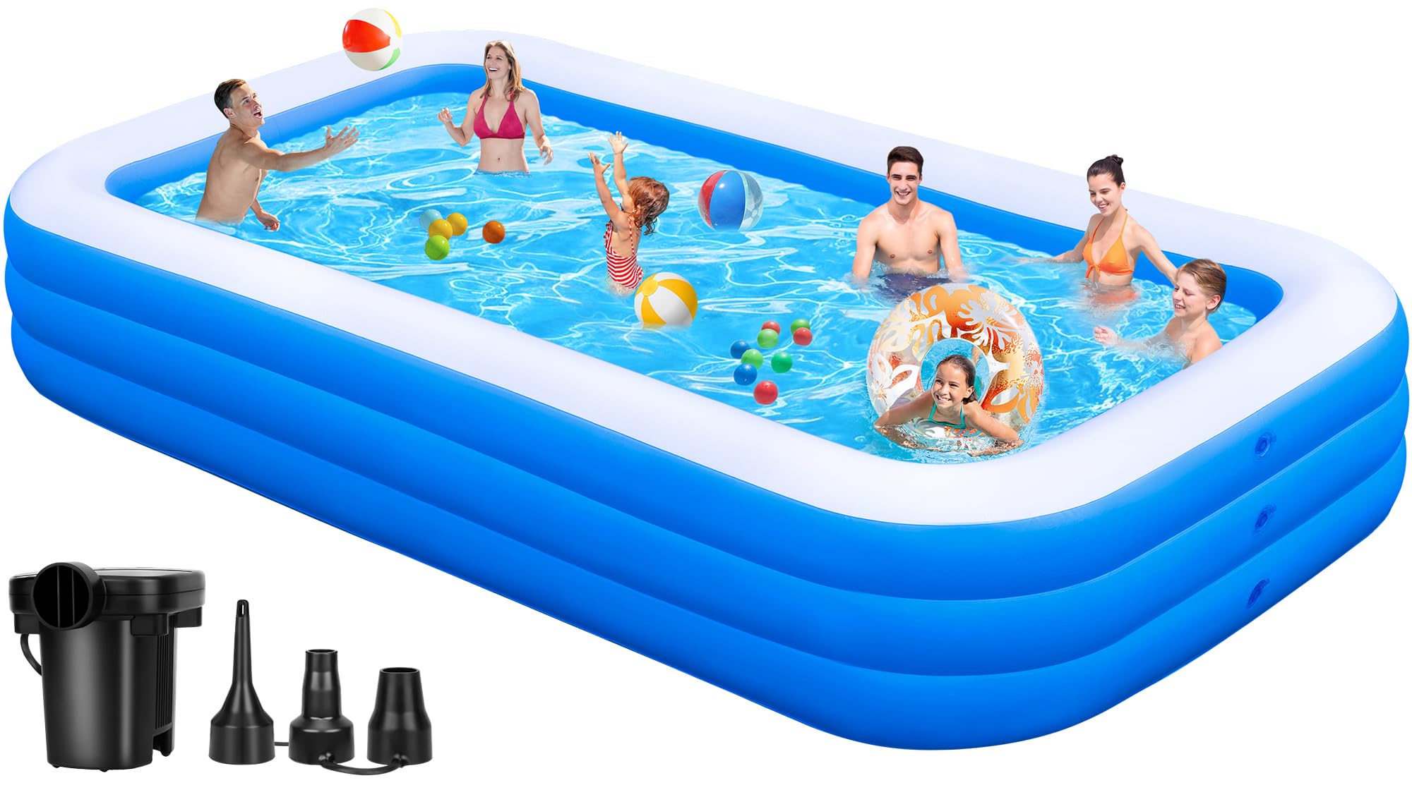 Oversized Pool Inflatable Large Inflatable Pool For Adults & Family – 130 X 72 X 22 – Oversized Blow Up Pool With Air Pump – Dark Blue Oversized Pool Inflatable Large Inflatable Pool For Adults & Family – 130 X 72 X 22 – Oversized Blow Up Pool With Air Pump – Dark Blue