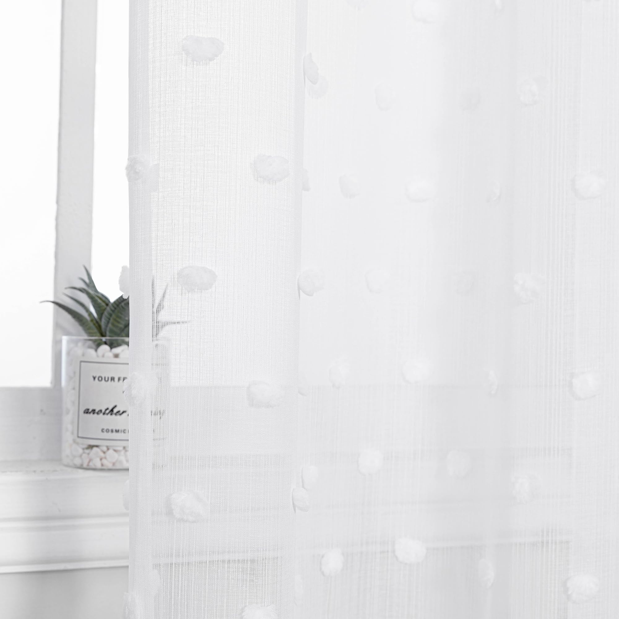 MYSKY HOME Juego de 2 Cortinas Blancas con Ojales, Cortina de Gasa Transparente para habitación Infantil, para salón, Moderna, Bordada, con Ojales, Transparente, para dor